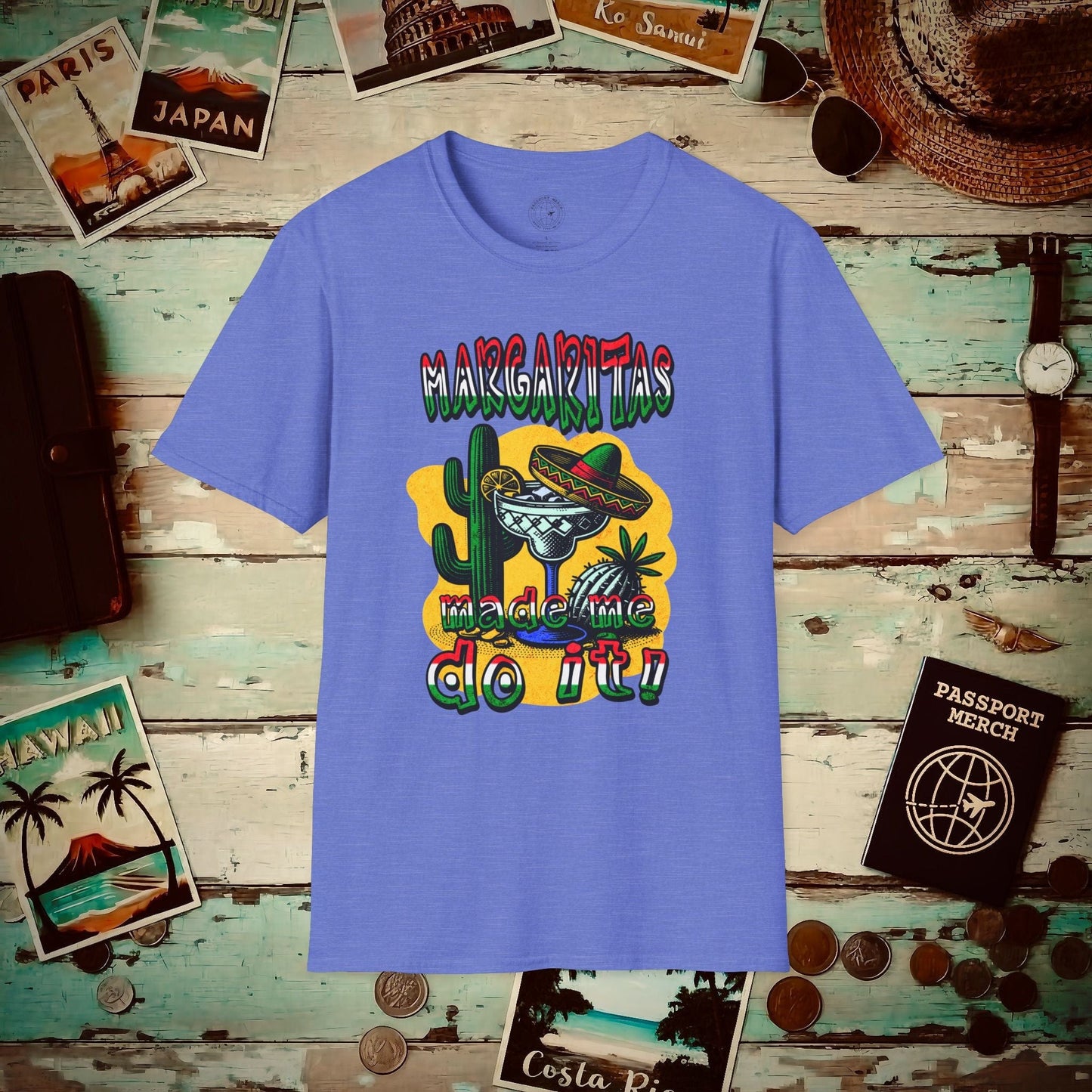 Margaritas Made Me Do It Mexico T-Shirt Heather Royal / S