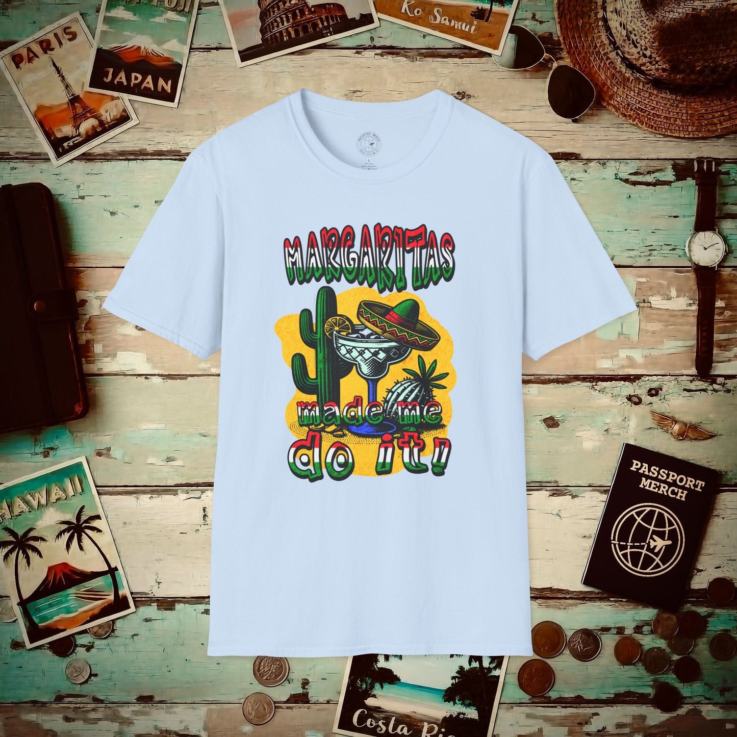 Margaritas Made Me Do It Mexico T-Shirt Light Blue / S