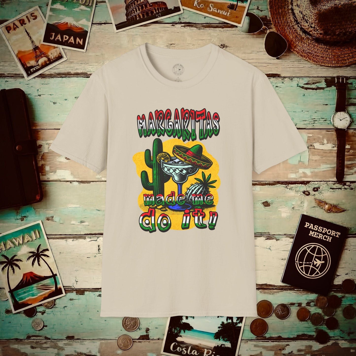 Margaritas Made Me Do It Mexico T-Shirt Sand / S