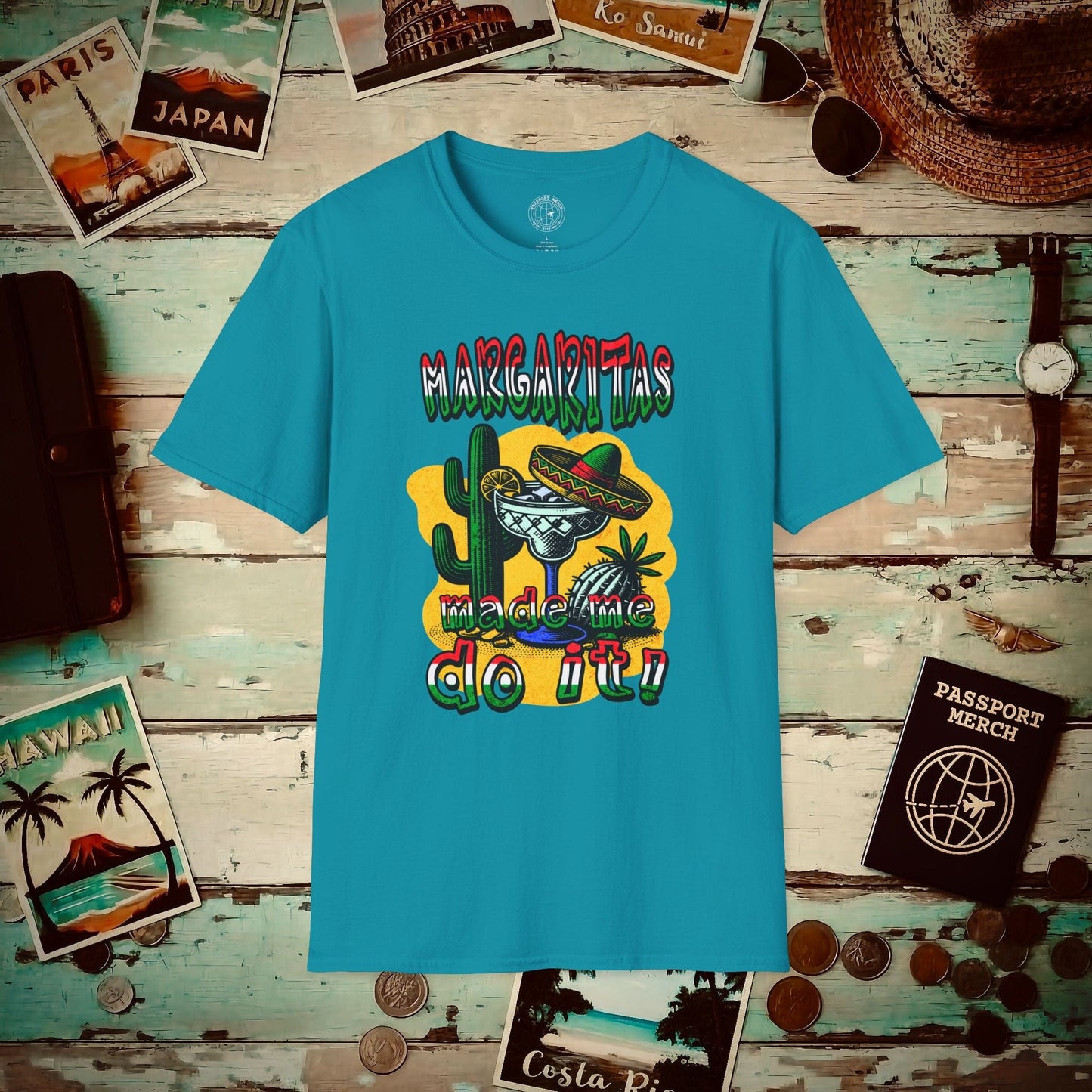 Margaritas Made Me Do It Mexico T-Shirt Tropical Blue / S
