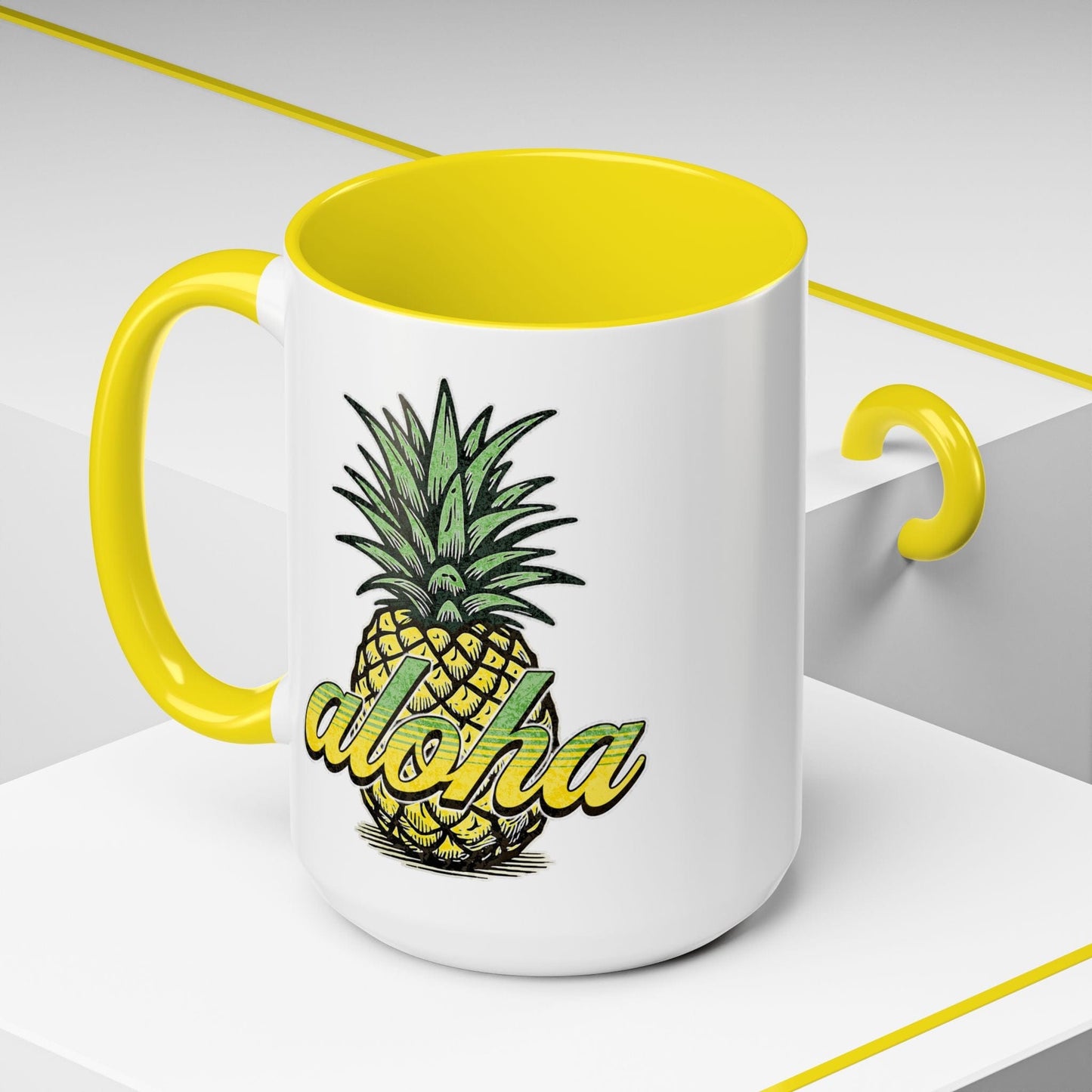 Maui Pineapple Aloha Hawaii 15oz Mug Yellow / 15oz