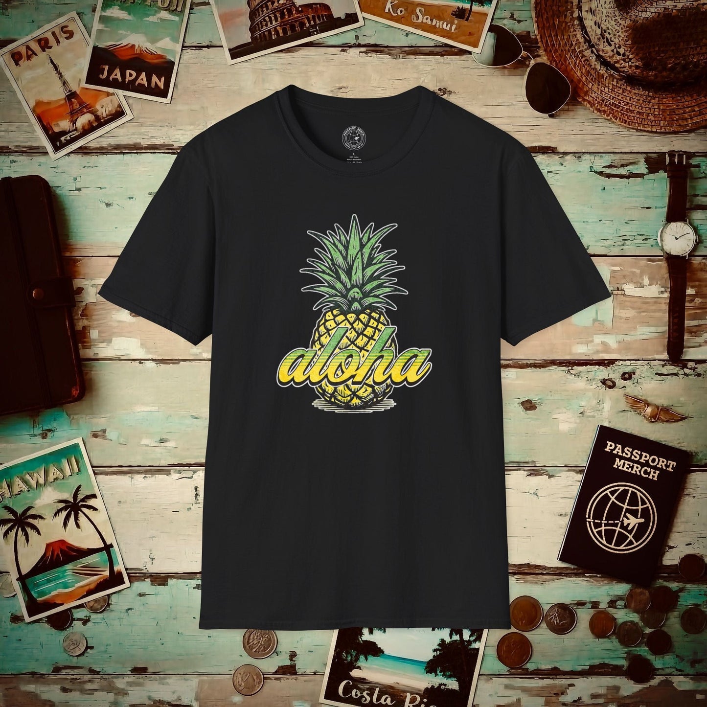Maui Pineapple Aloha Hawaii T-Shirt Black / S