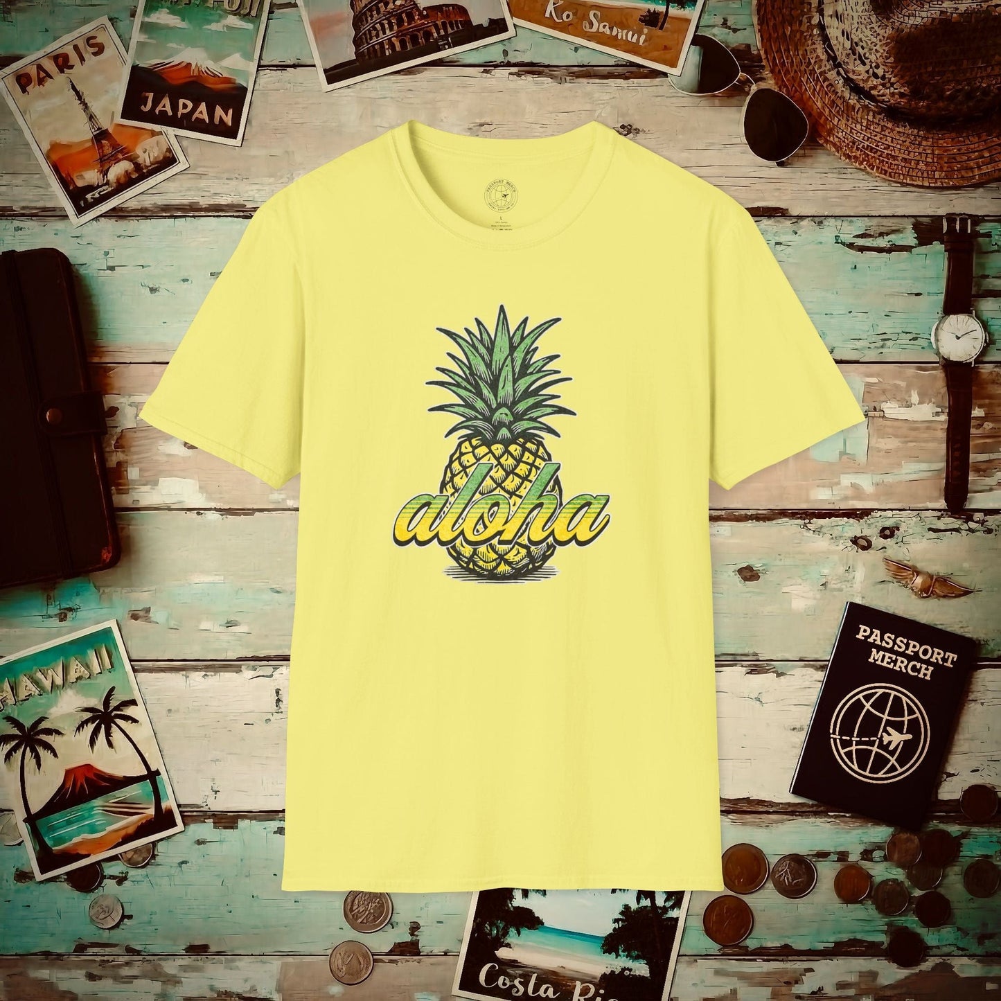 Maui Pineapple Aloha Hawaii T-Shirt Cornsilk / S