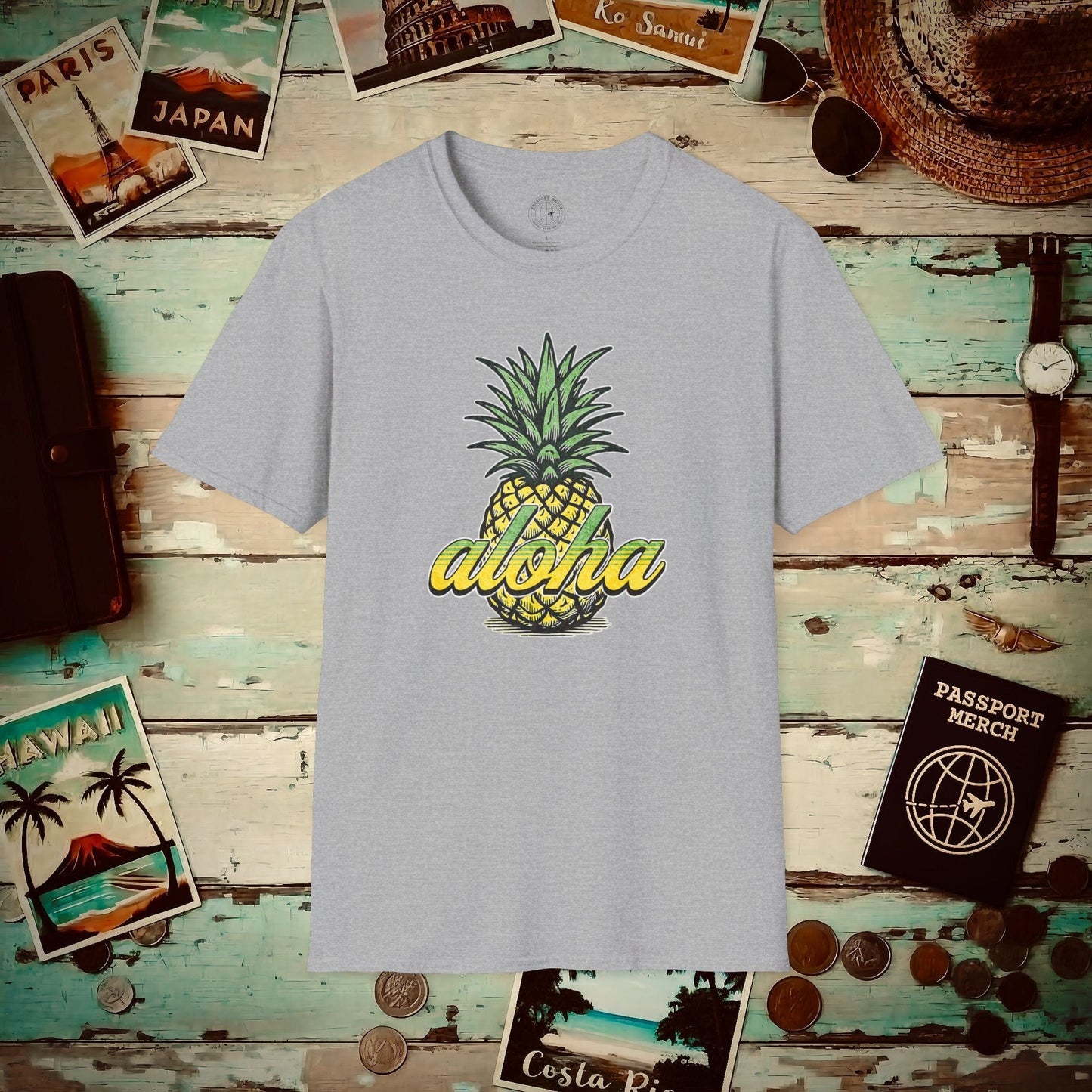 Maui Pineapple Aloha Hawaii T-Shirt Sport Grey / S