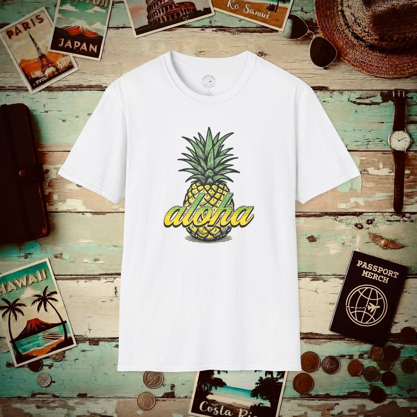 Maui Pineapple Aloha Hawaii T-Shirt White / S