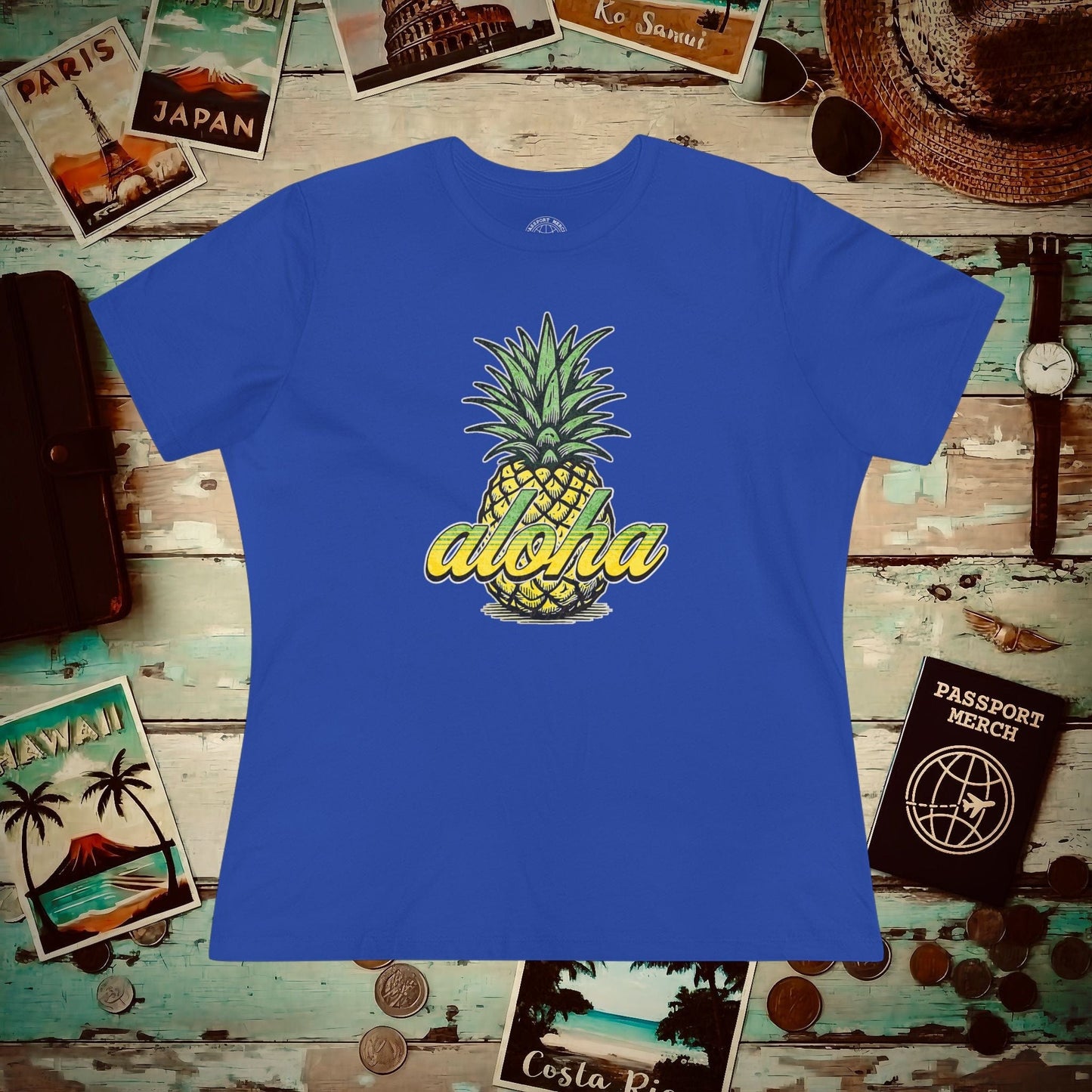 Maui Pineapple Aloha Hawaii, Womens Fit T-Shirt True Royal / S