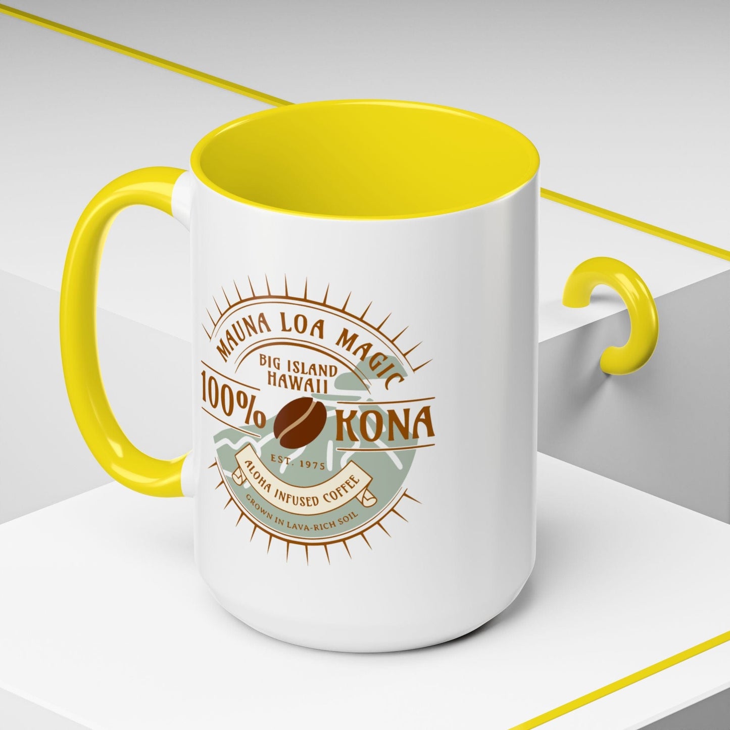Mauna Loa Magic Kona Coffee Hawaii 15oz Mug Yellow / 15oz