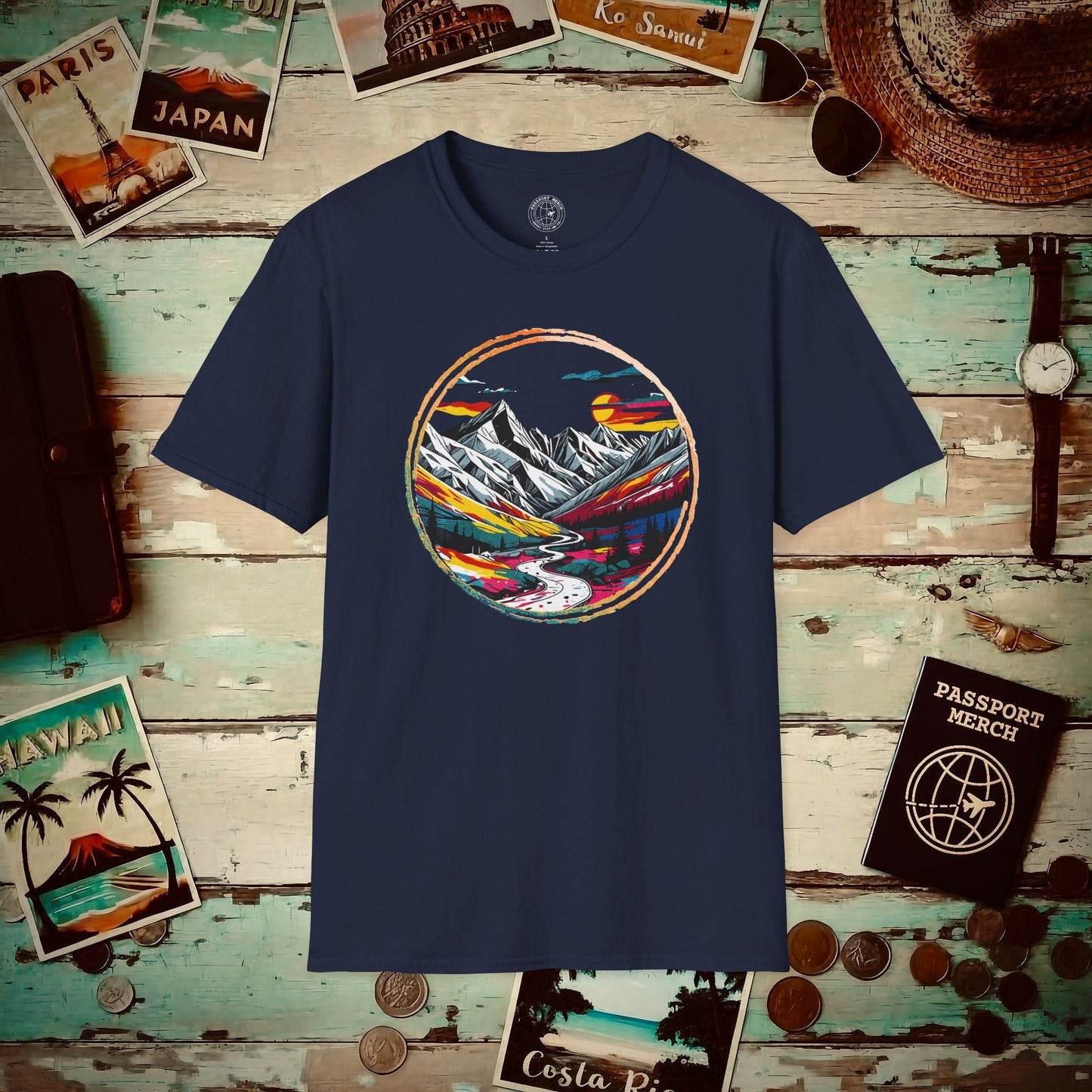 Modern Alpine Wanderlust, Colorado T-Shirt Navy / S