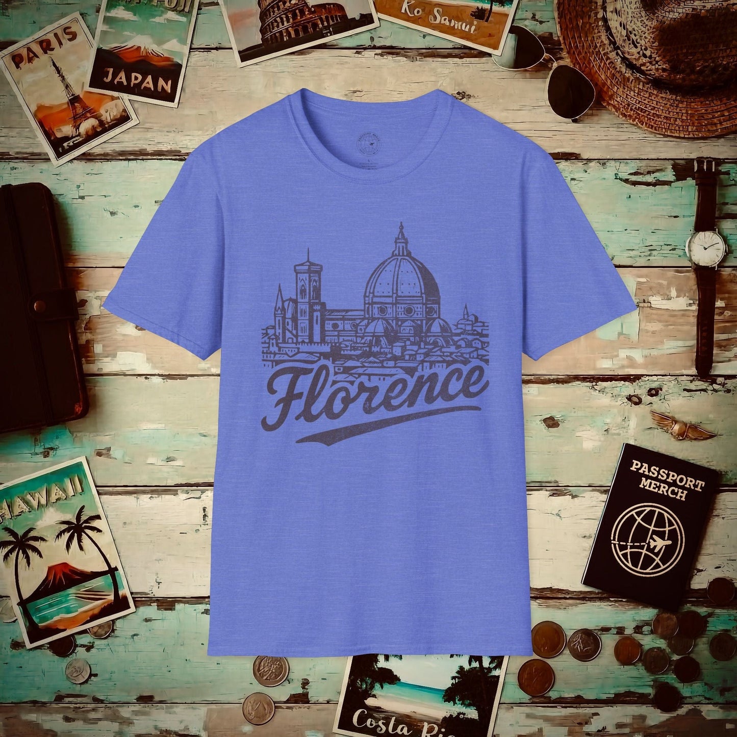 Monochrome Dreams of Florence, Italy T-Shirt Heather Royal / S