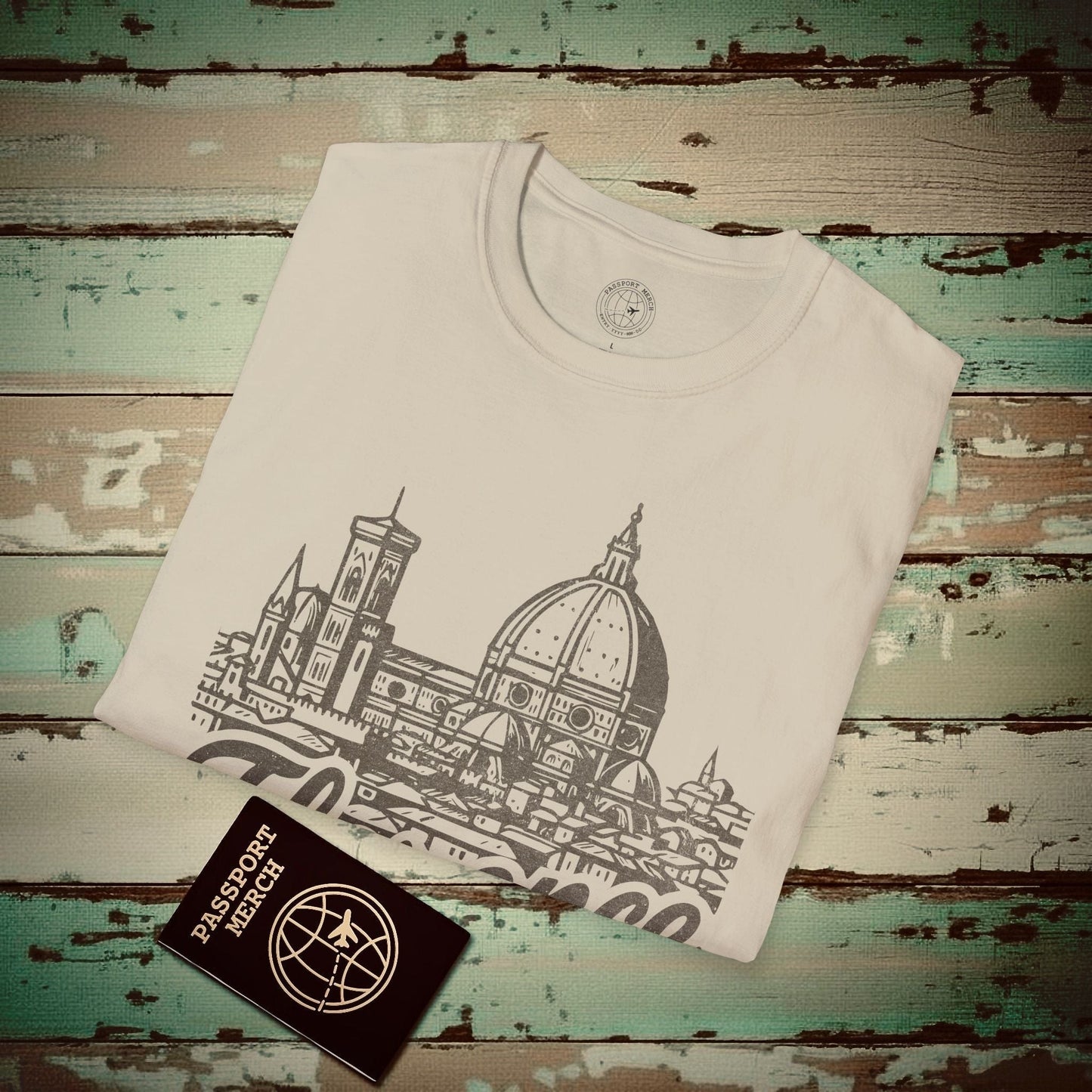 Monochrome Dreams of Florence, Italy T-Shirt Sand / S
