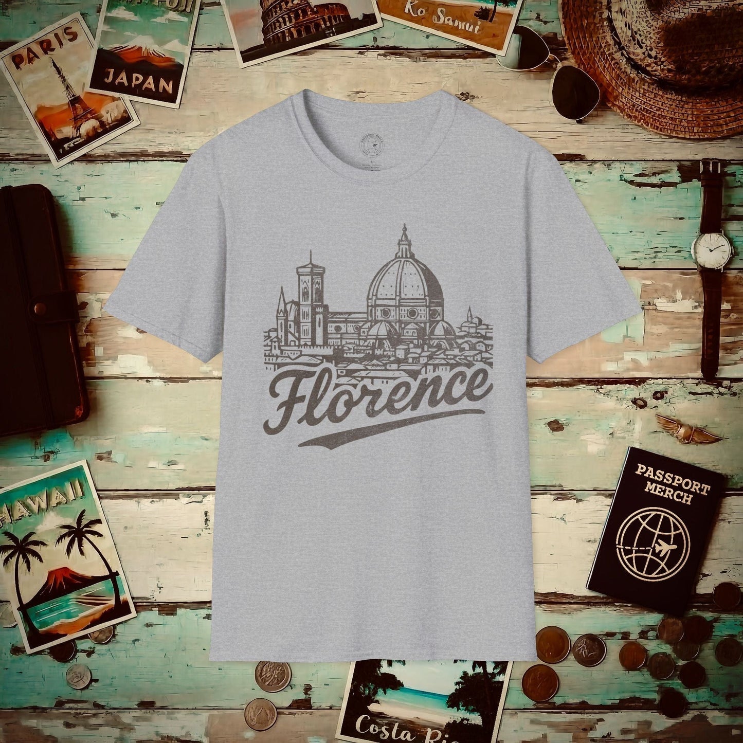 Monochrome Dreams of Florence, Italy T-Shirt Sport Grey / S