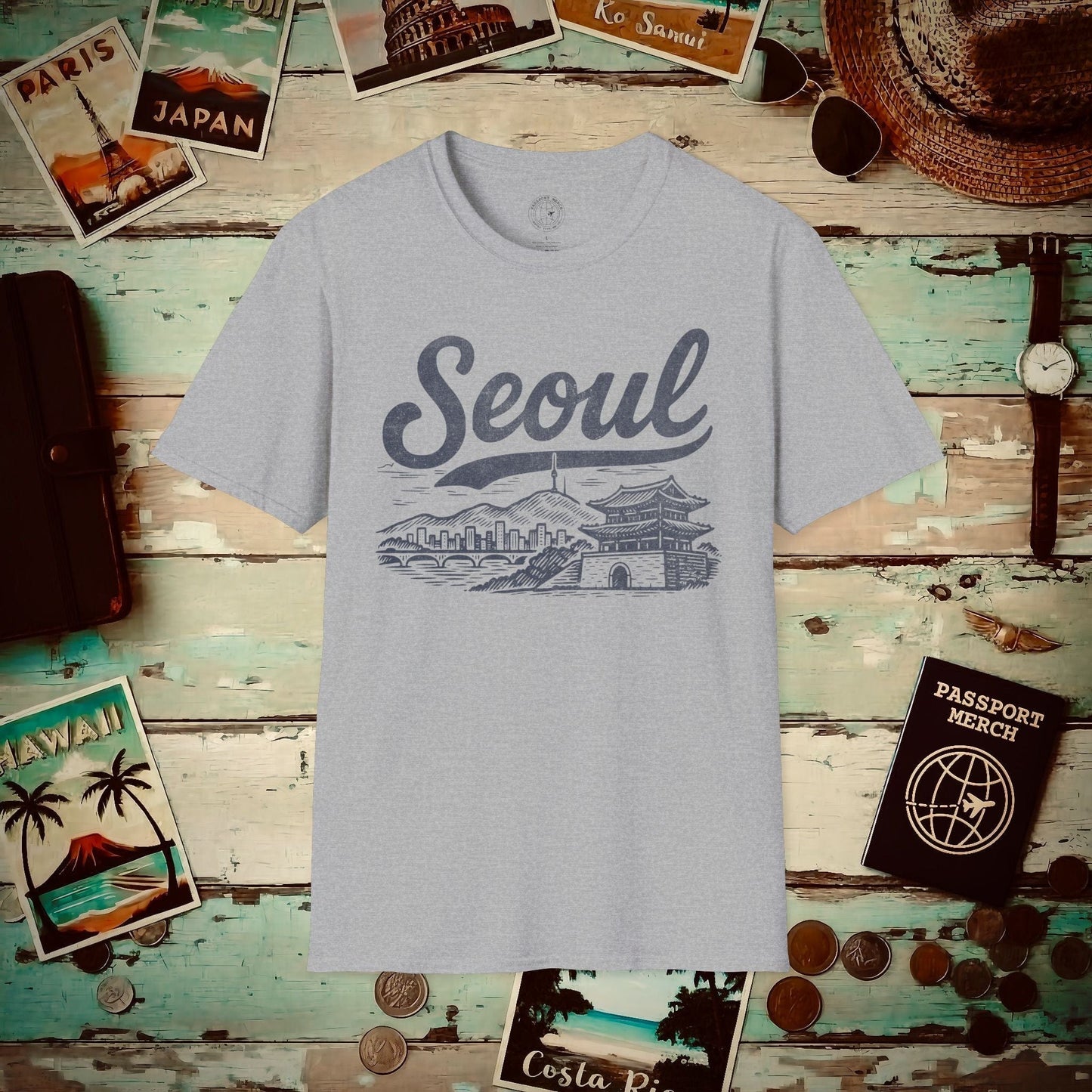 Monochrome Dreams of Seoul Korea T-Shirt Sport Grey / S