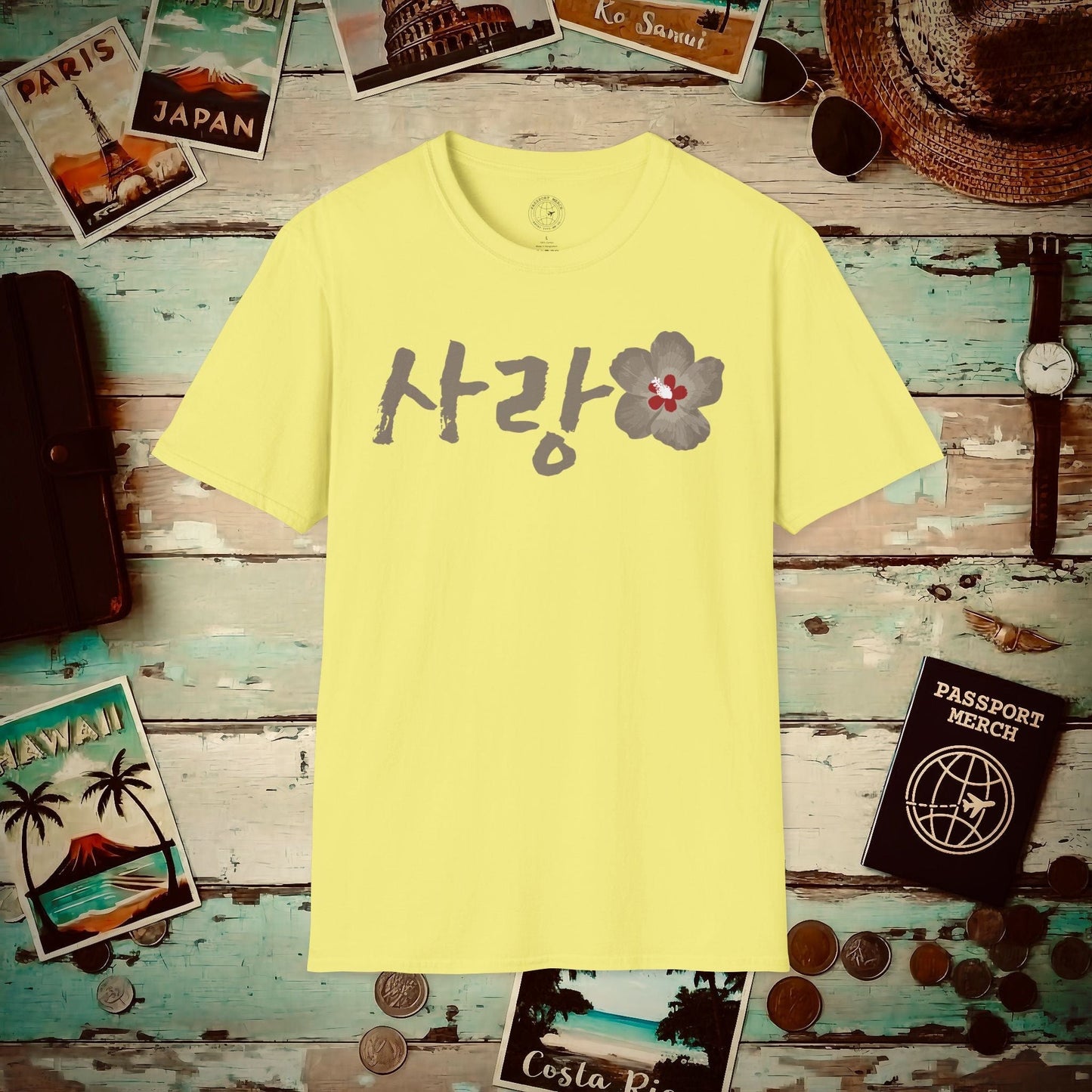 Monochrome Mugunghwa Sarang, Korea T-Shirt Cornsilk / S