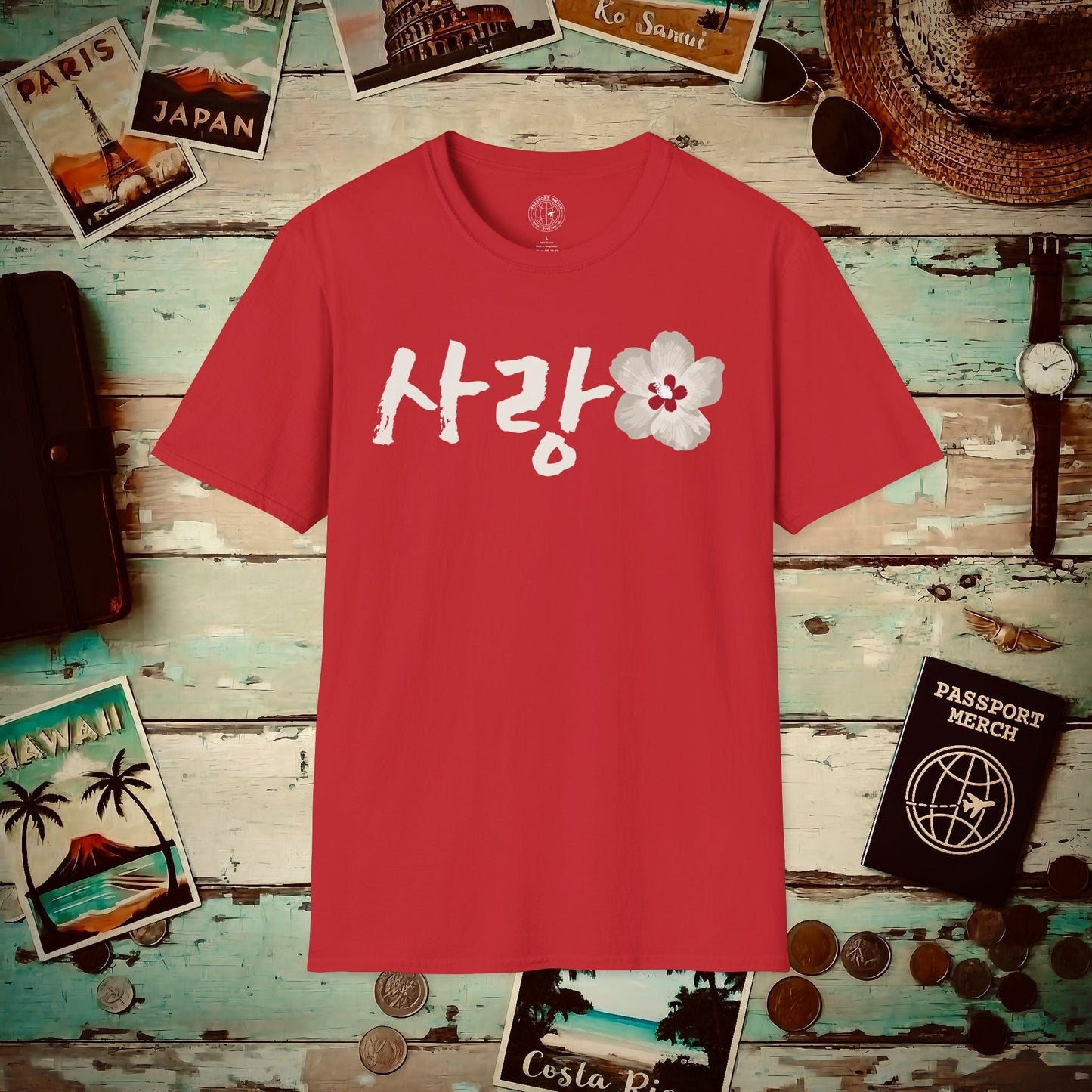 Monochrome Mugunghwa Sarang, Korea T-Shirt Red / S
