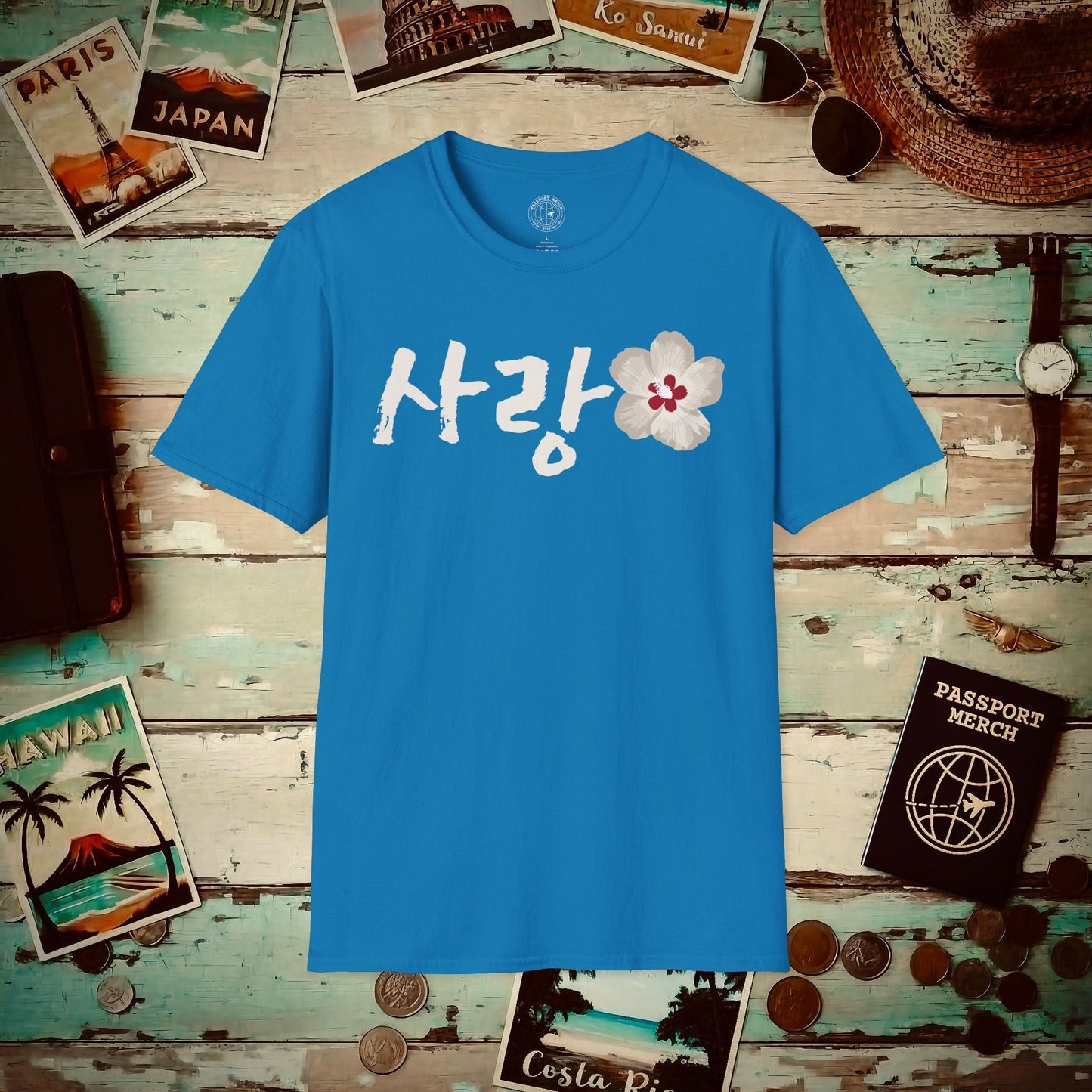 Monochrome Mugunghwa Sarang, Korea T-Shirt Sapphire / S