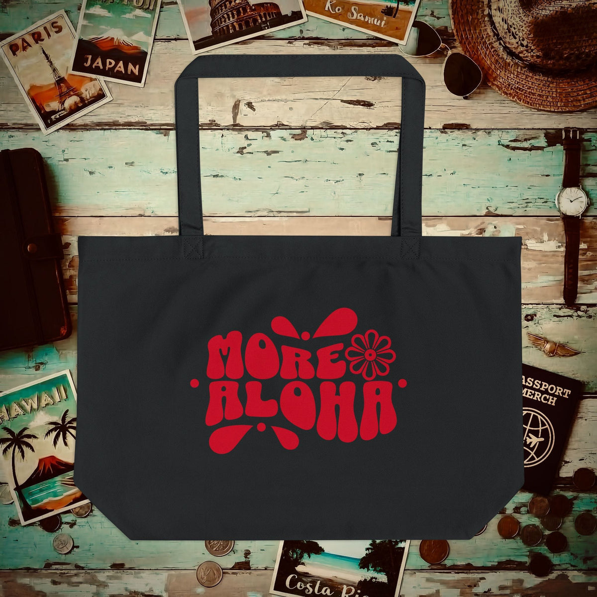 More Aloha, Hawaii Organic Tote Black / One size