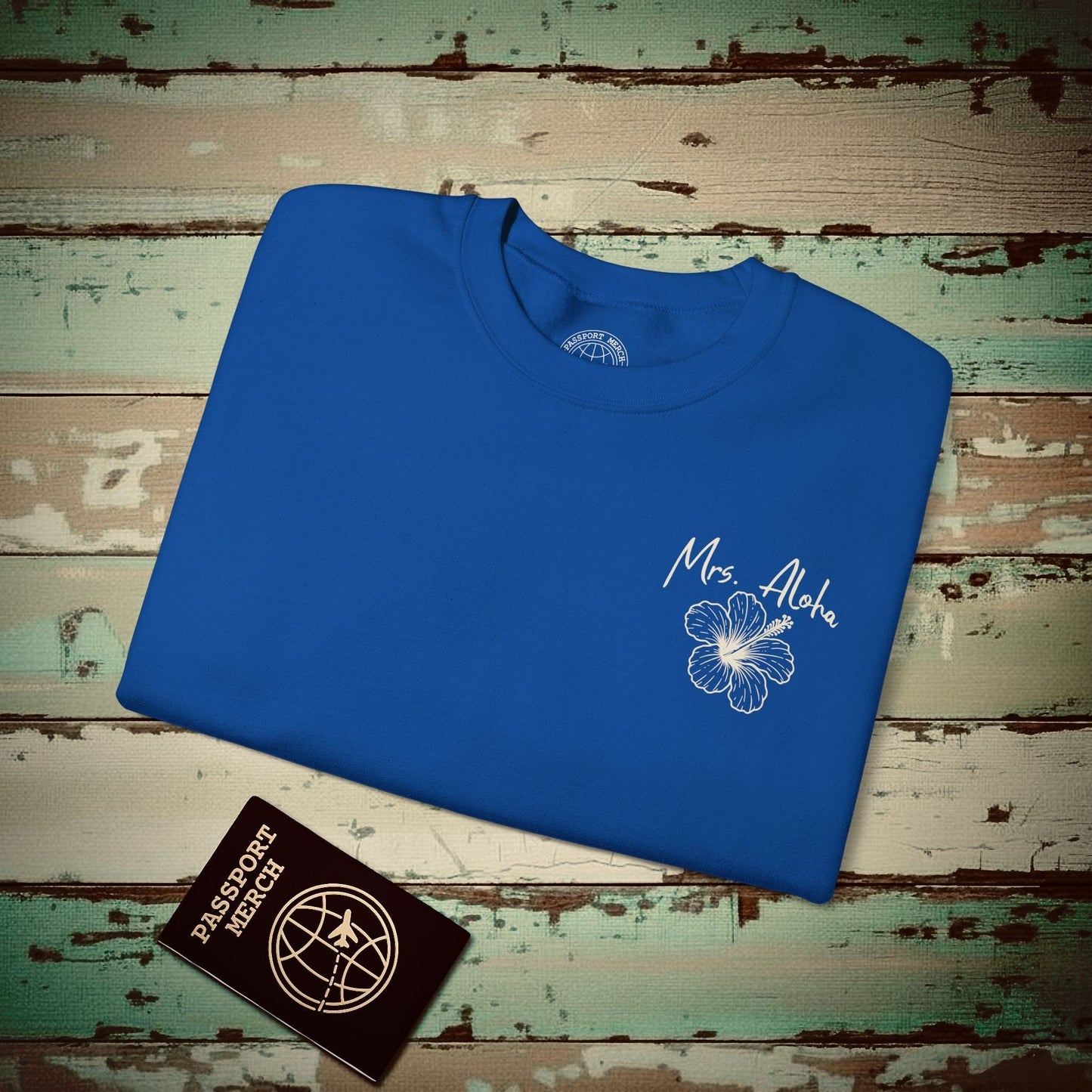 Mrs. Aloha Hibiscus, Hawaii Crewneck Royal / S