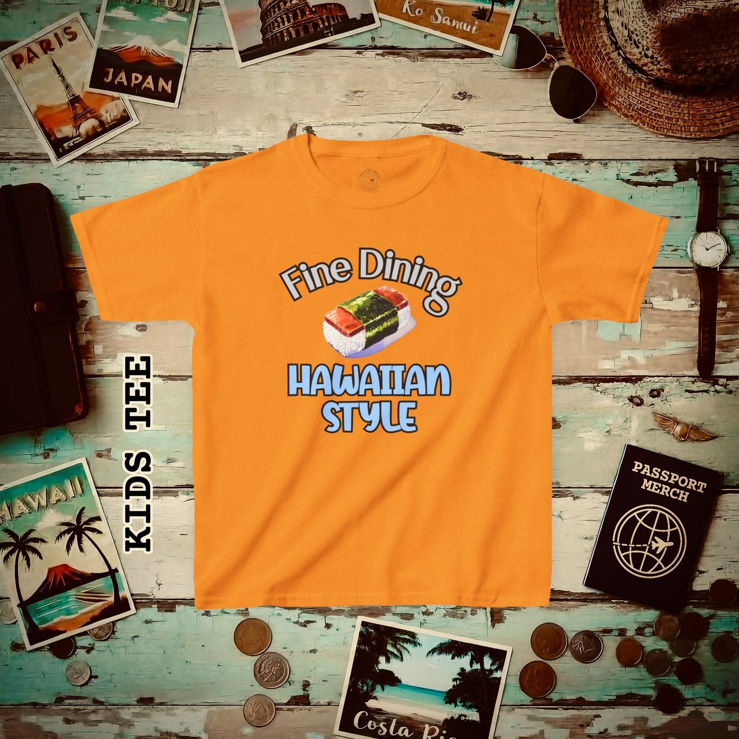 Musubi Fine Dining Hawaiian Style Kids Tee XS / Tennessee Orange