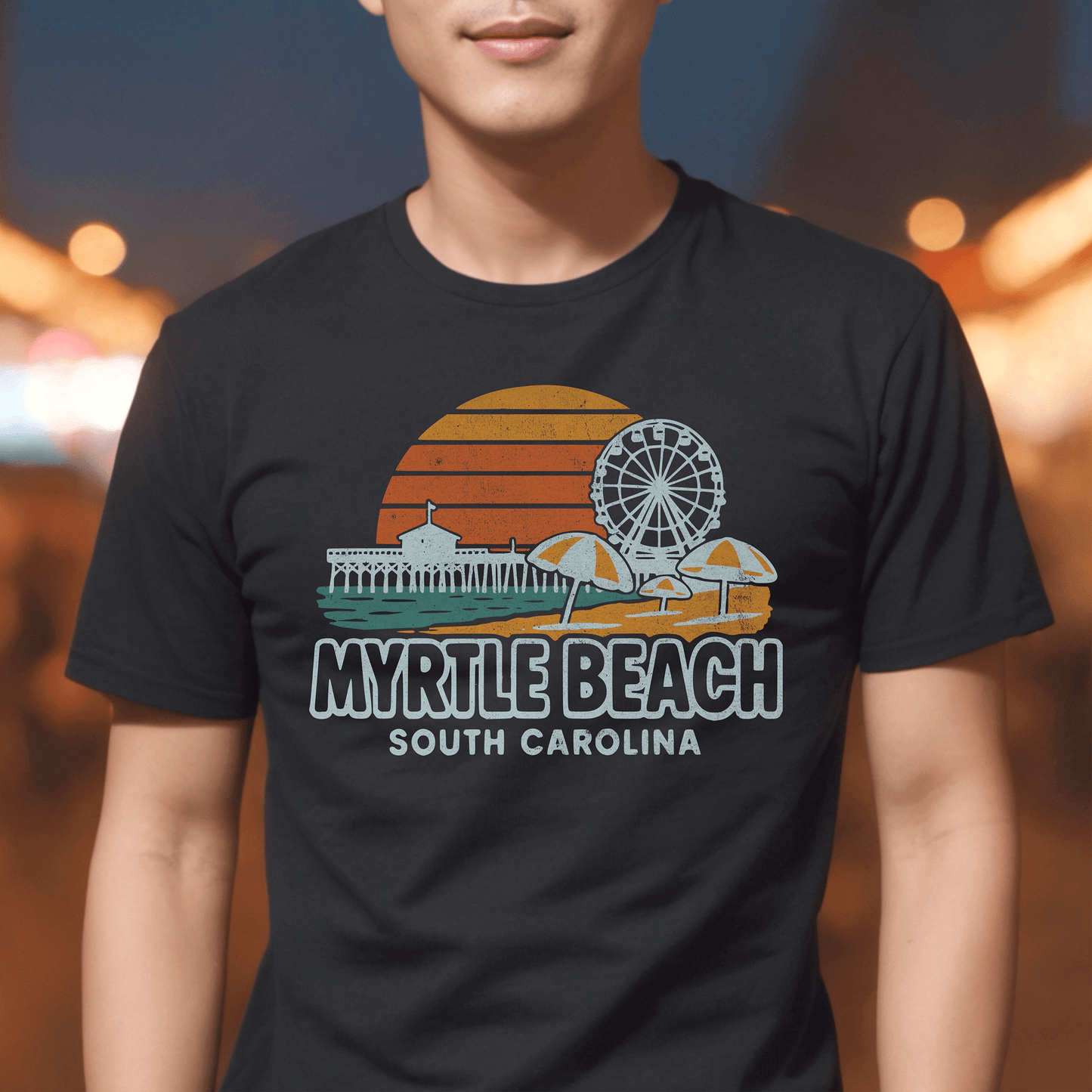 Myrtle Beach, South Carolina - 80's Vintage T-Shirt Black / S