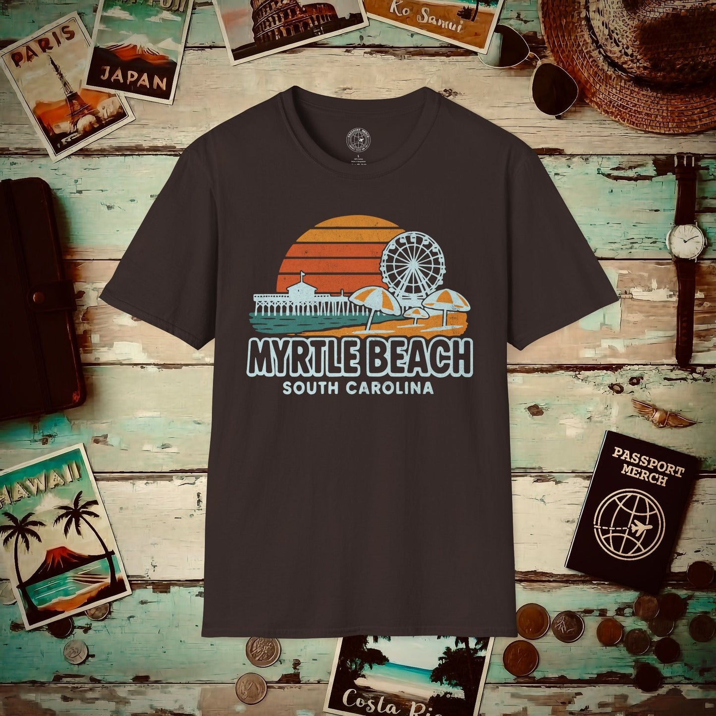 Myrtle Beach, South Carolina - 80's Vintage T-Shirt Dark Chocolate / S