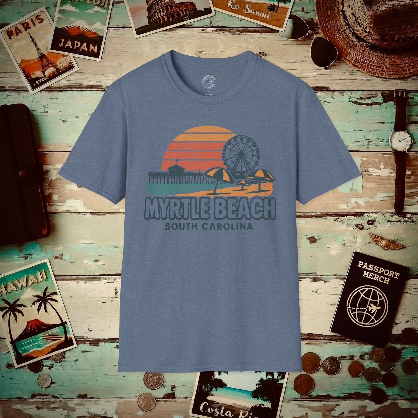 Myrtle Beach, South Carolina - 80's Vintage T-Shirt Heather Indigo / S