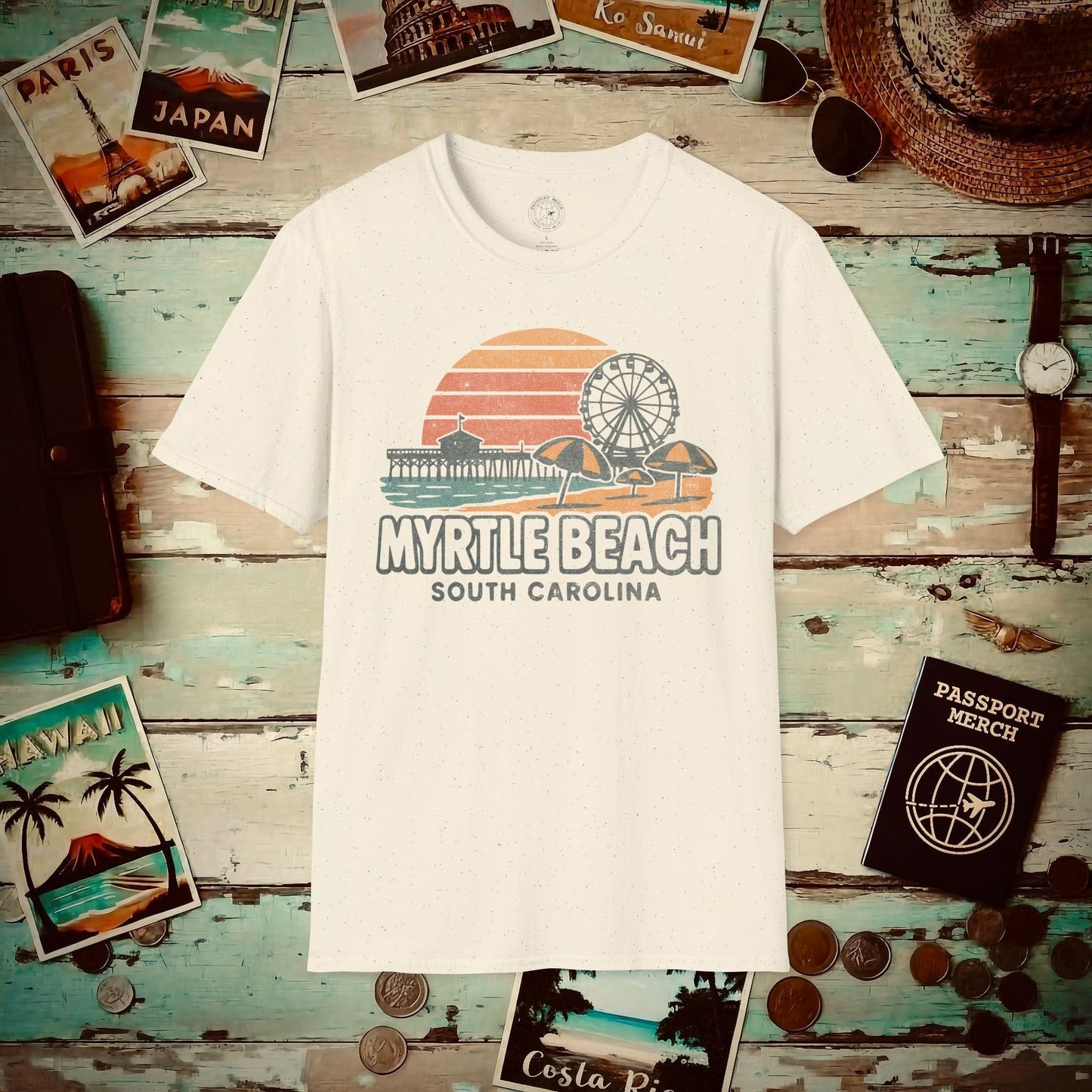 Myrtle Beach, South Carolina - 80's Vintage T-Shirt Natural / S