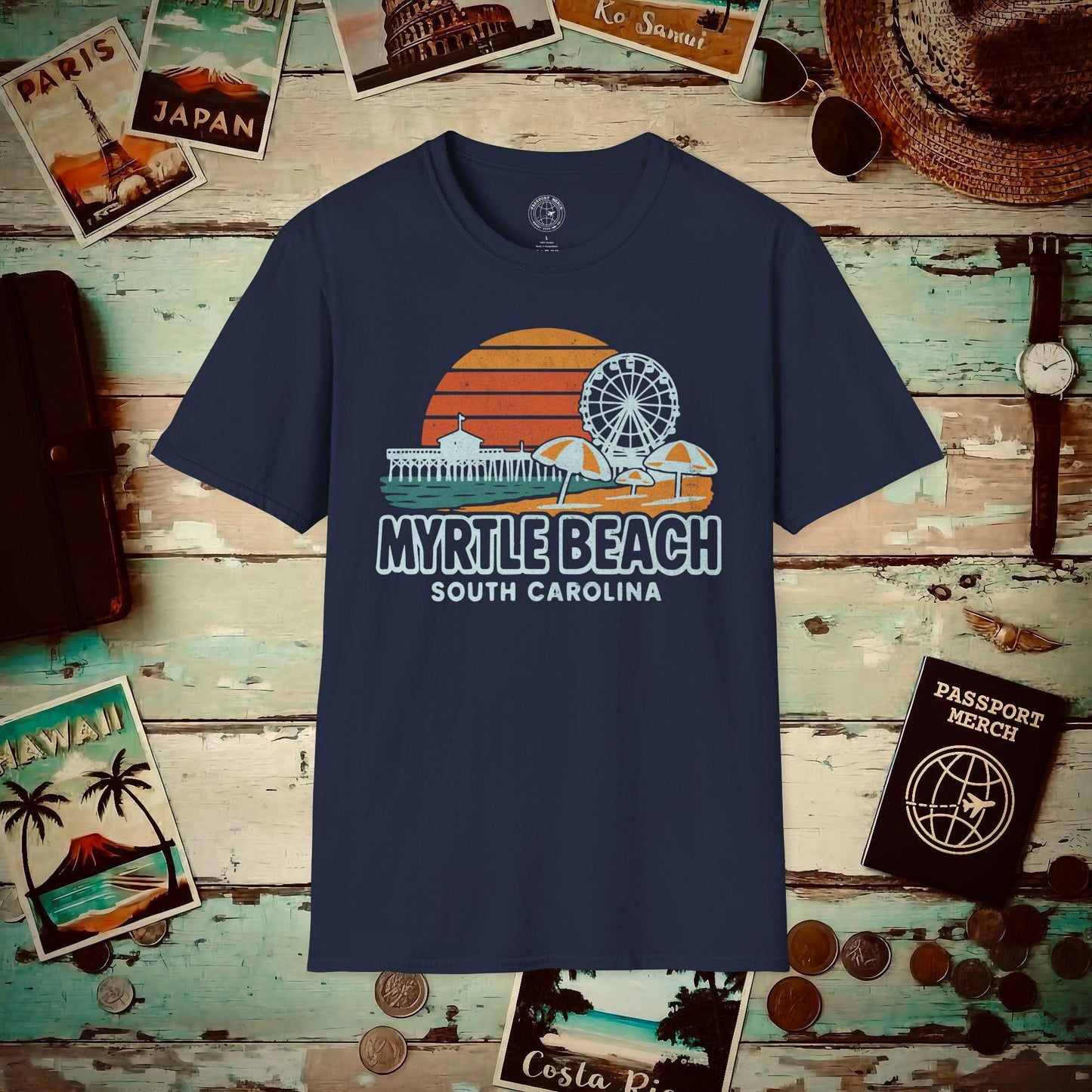 Myrtle Beach, South Carolina - 80's Vintage T-Shirt Navy / S