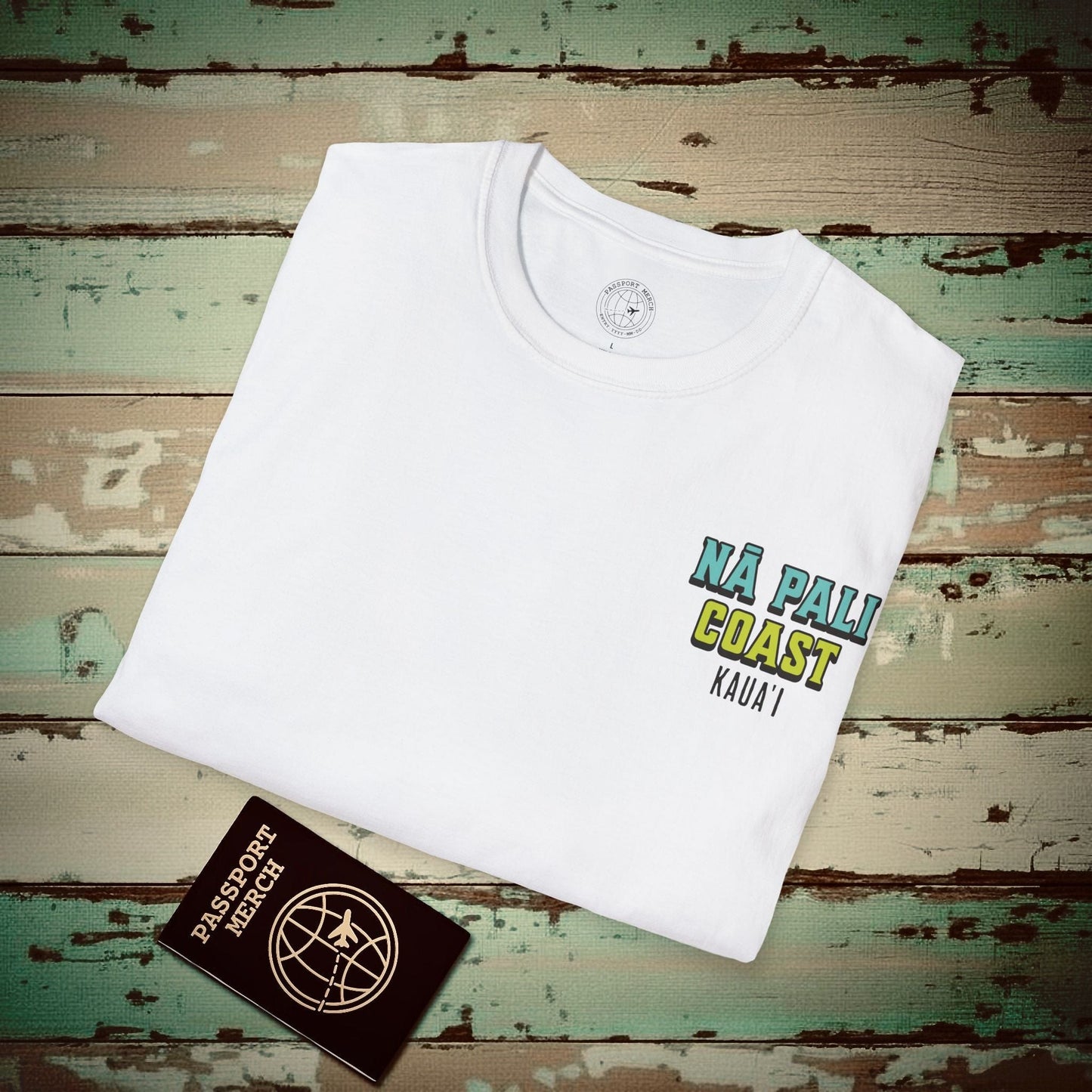 Napali Coast, Kauai, Hawaii, Back Print T-Shirt White / S