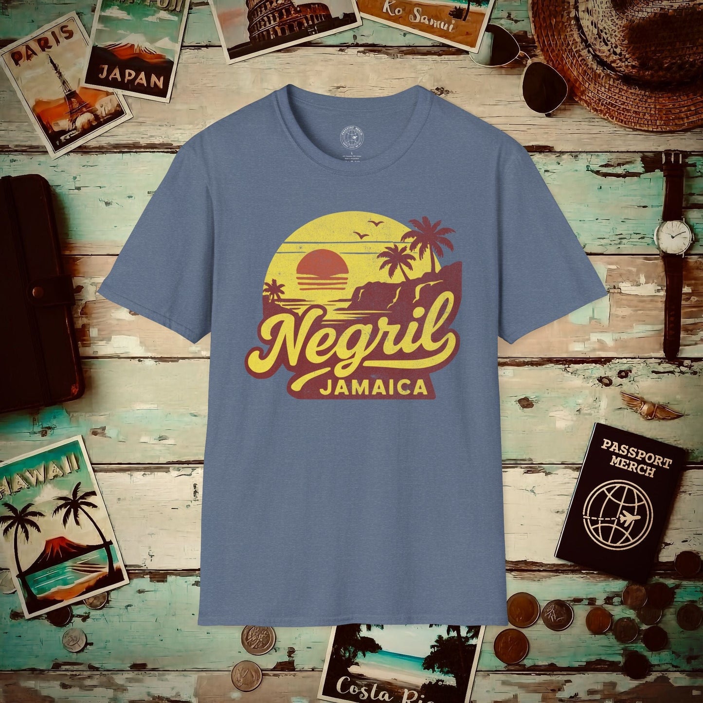 Negril, Jamaica - 80's Vintage T-Shirt Heather Indigo / S
