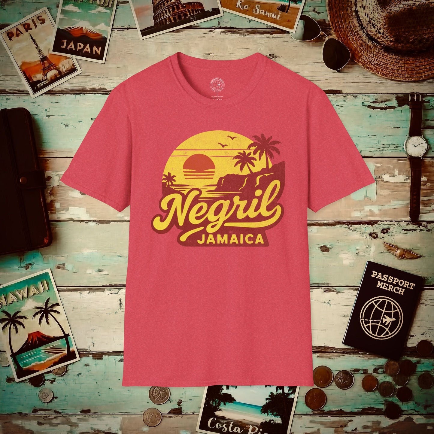 Negril, Jamaica - 80's Vintage T-Shirt Heather Red / S