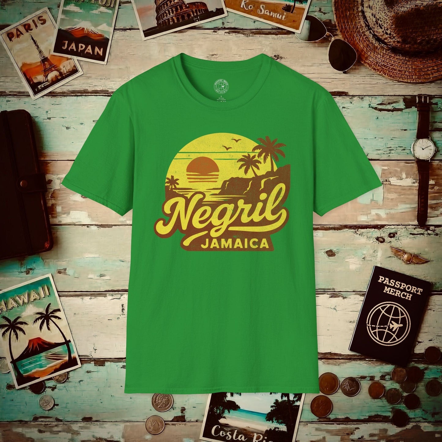 Negril, Jamaica - 80's Vintage T-Shirt Irish Green / S