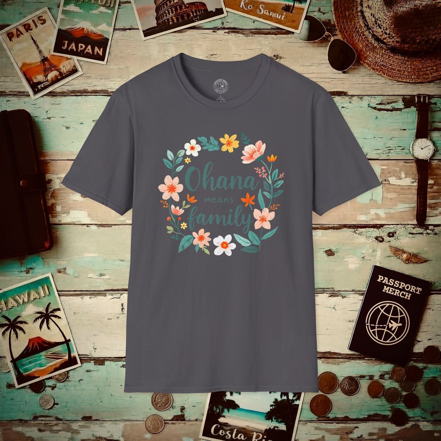 Ohana Means Family, Hawaii T-Shirt Charcoal / S