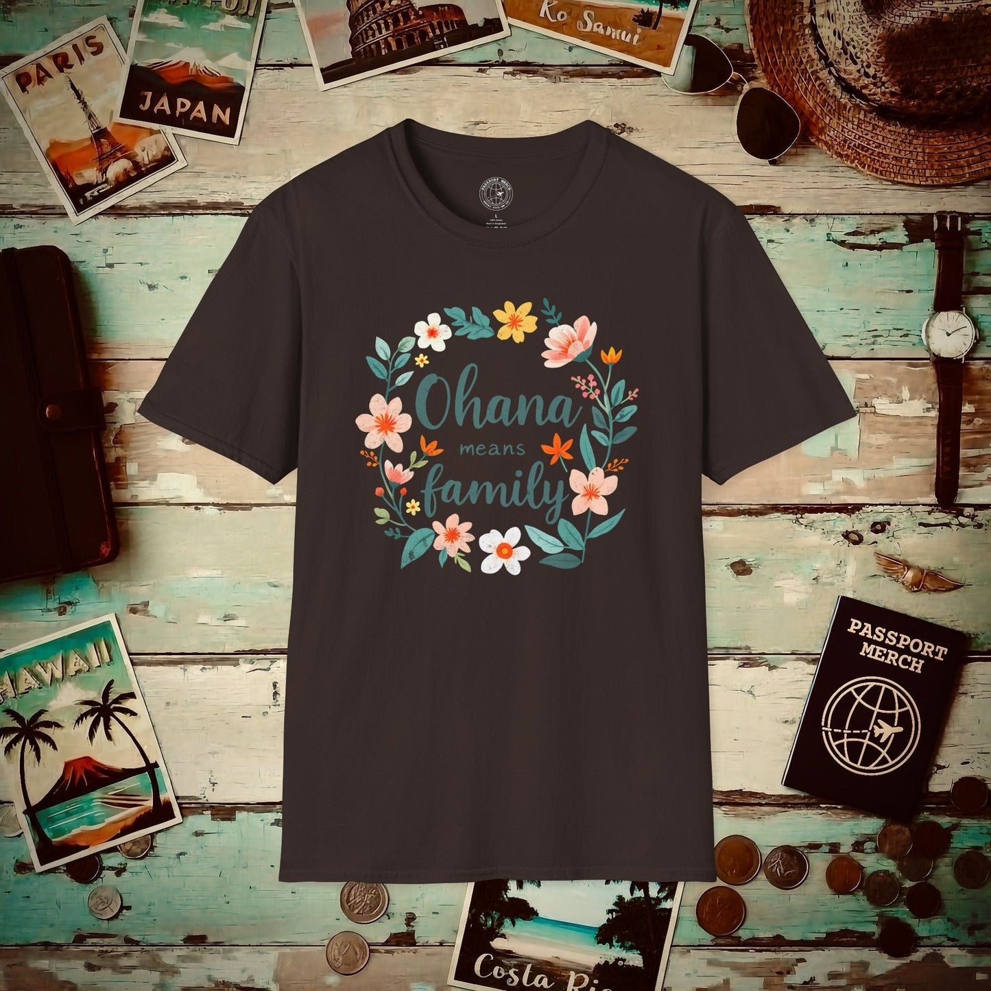 Ohana Means Family, Hawaii T-Shirt Dark Chocolate / S