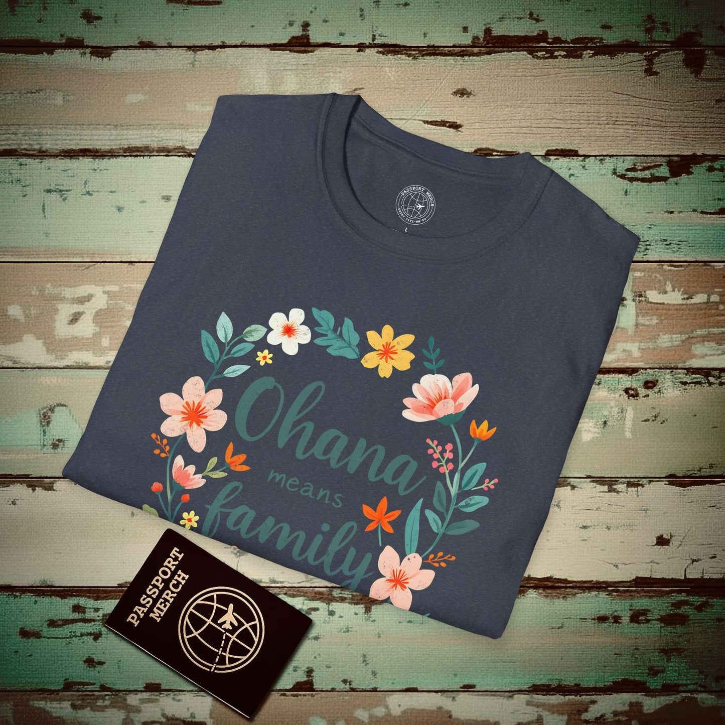 Ohana Means Family, Hawaii T-Shirt Heather Navy / S