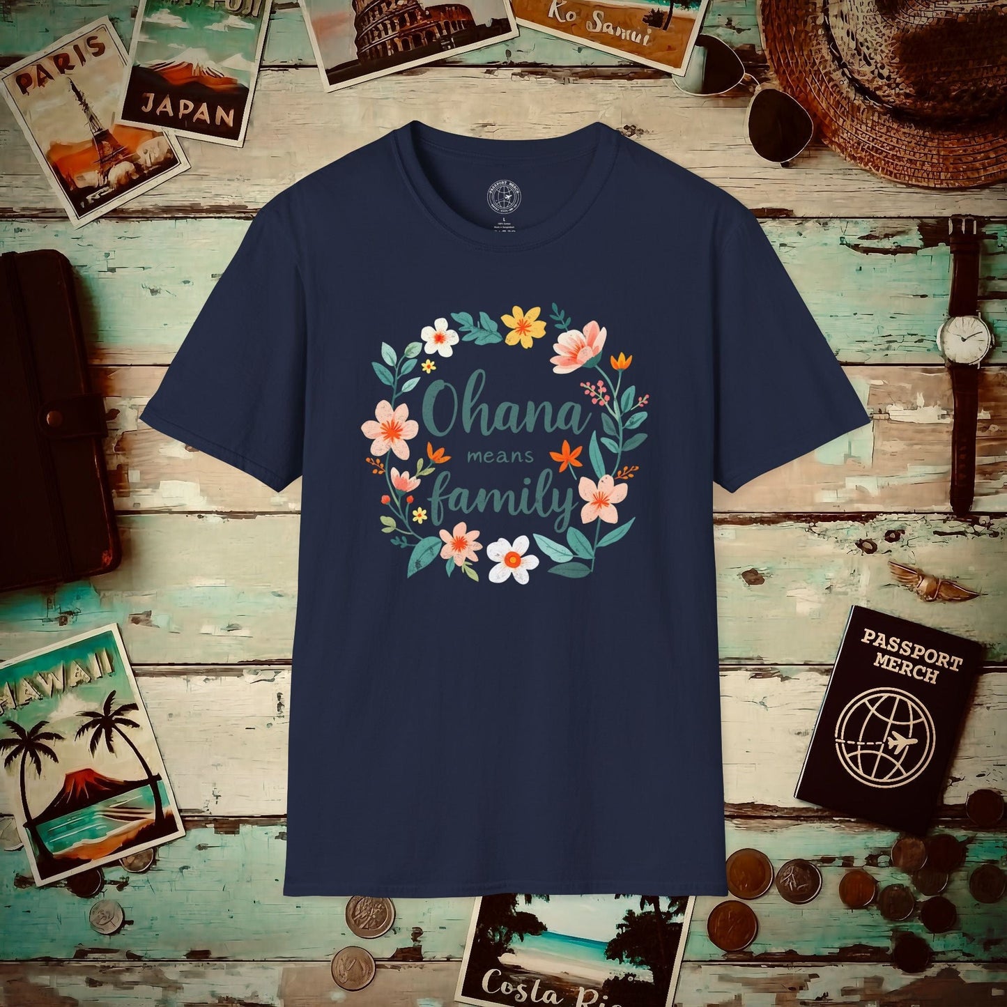 Ohana Means Family, Hawaii T-Shirt Navy / S