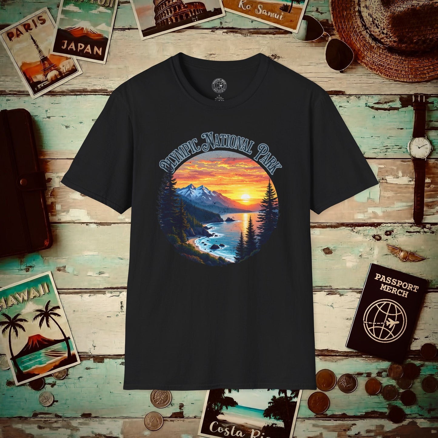 Olympic National Park, Washington T-Shirt Black / S