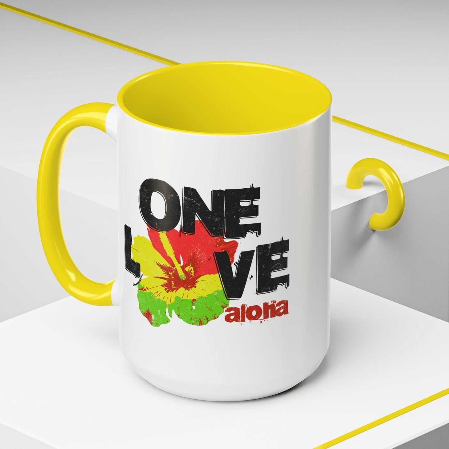 One Love, Aloha, Hawaii 15oz Mug Yellow / 15oz