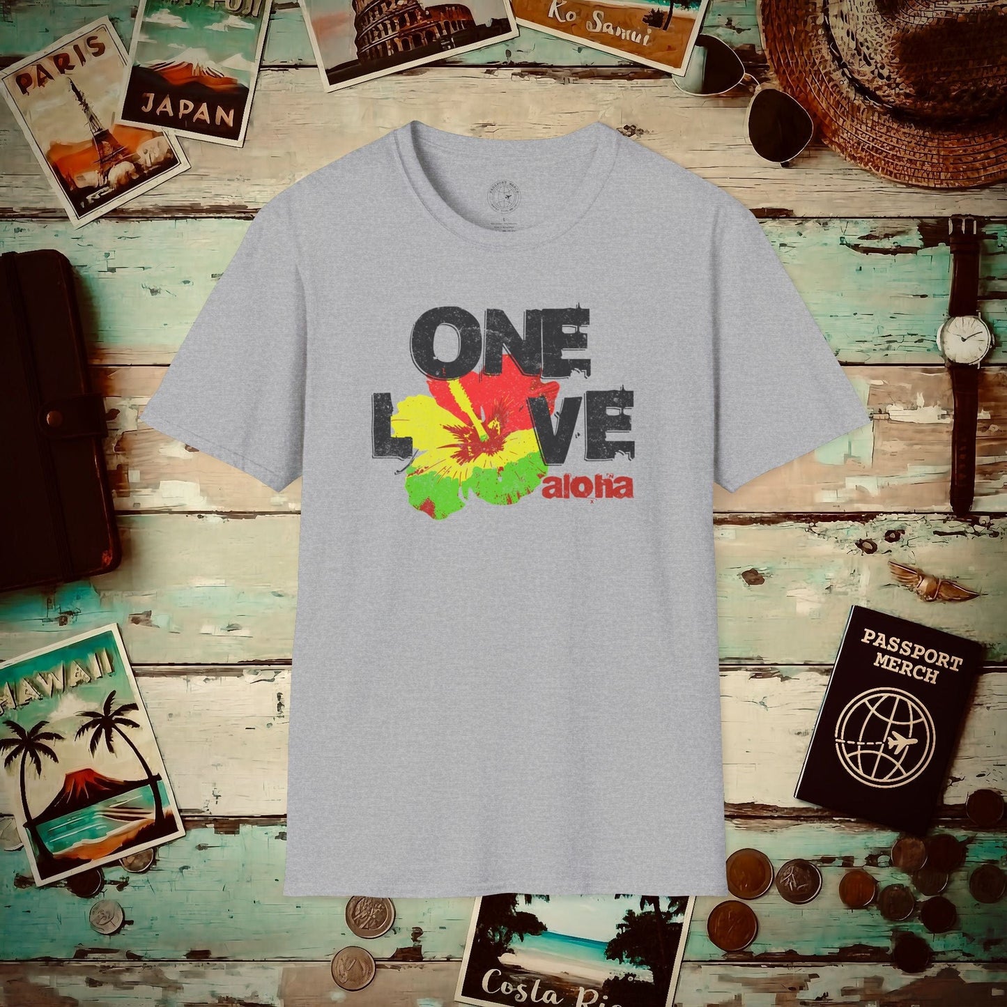 One Love, Aloha, Hawaii T-Shirt Sport Grey / S