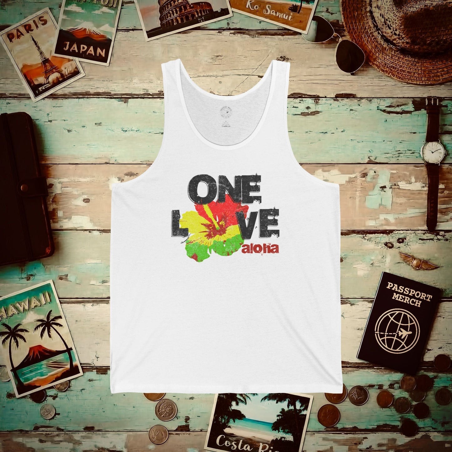 One Love, Aloha, Hawaii Tank Top White / XS