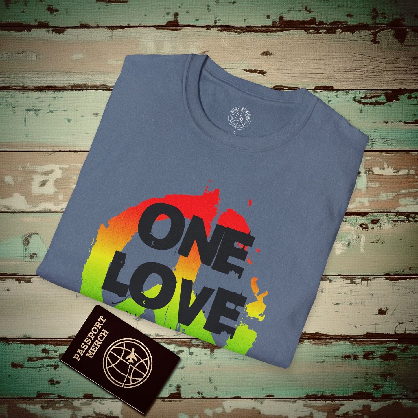 One Love, Jamaica T-Shirt Heather Indigo / S