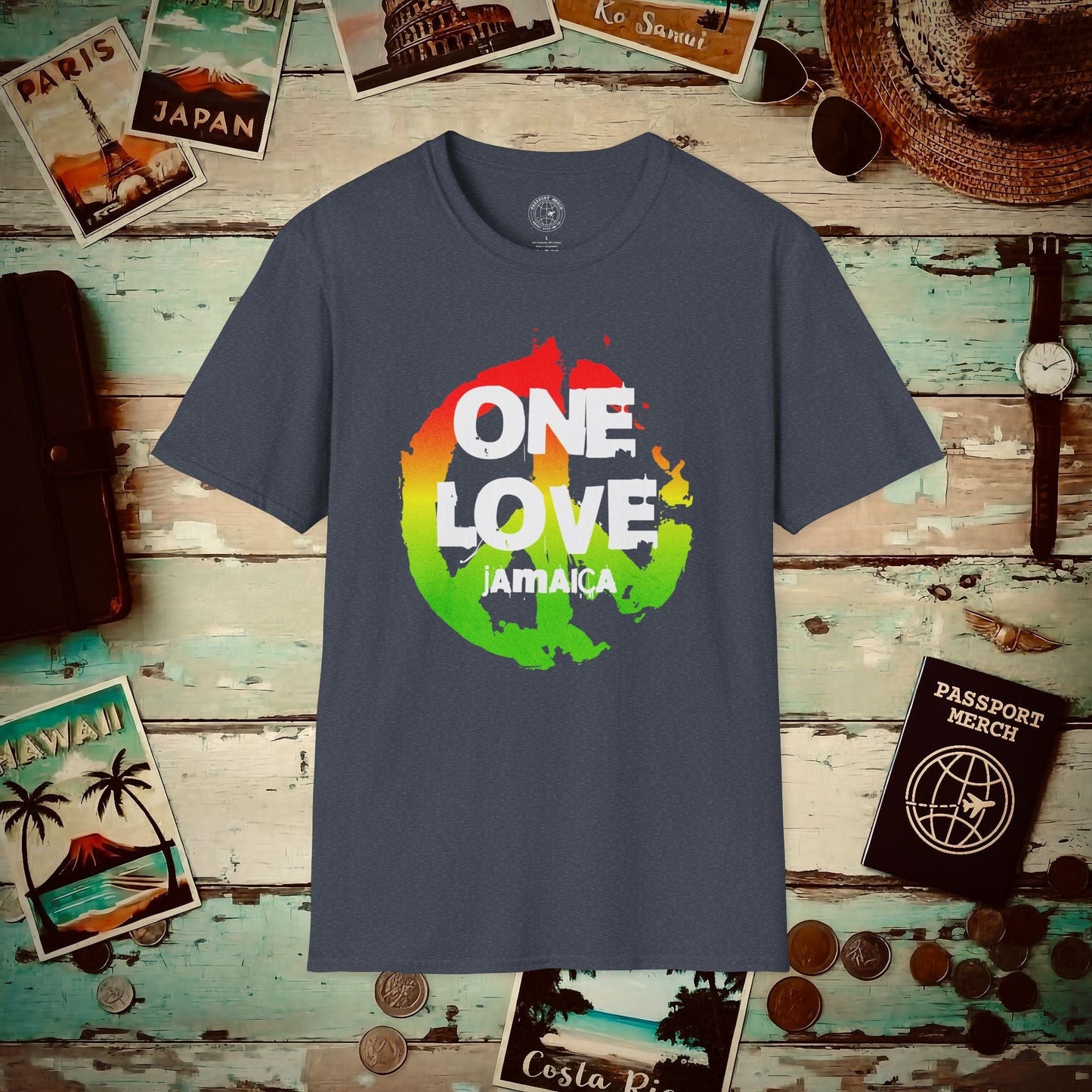 One Love, Jamaica T-Shirt Heather Navy / S