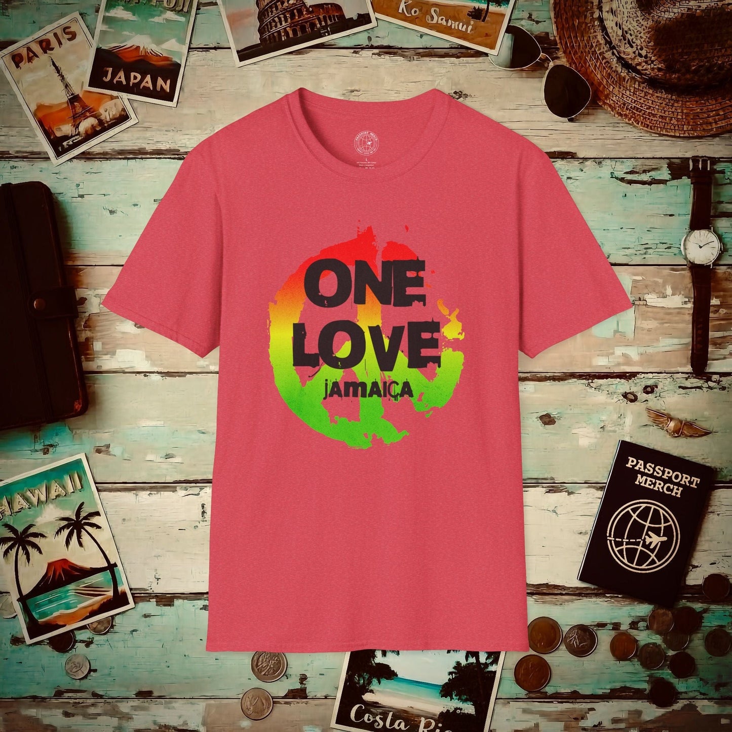 One Love, Jamaica T-Shirt Heather Red / S