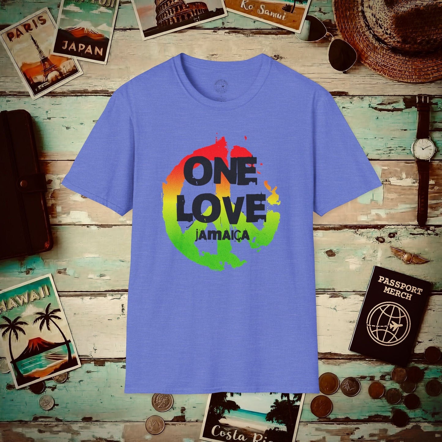 One Love, Jamaica T-Shirt Heather Royal / S