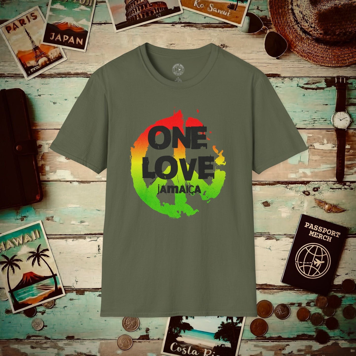 One Love, Jamaica T-Shirt Military Green / S