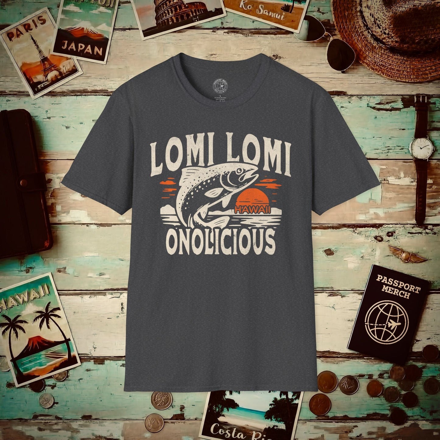 Onolicious Lomi Lomi Salmon, Hawaii T-Shirt Dark Heather / S