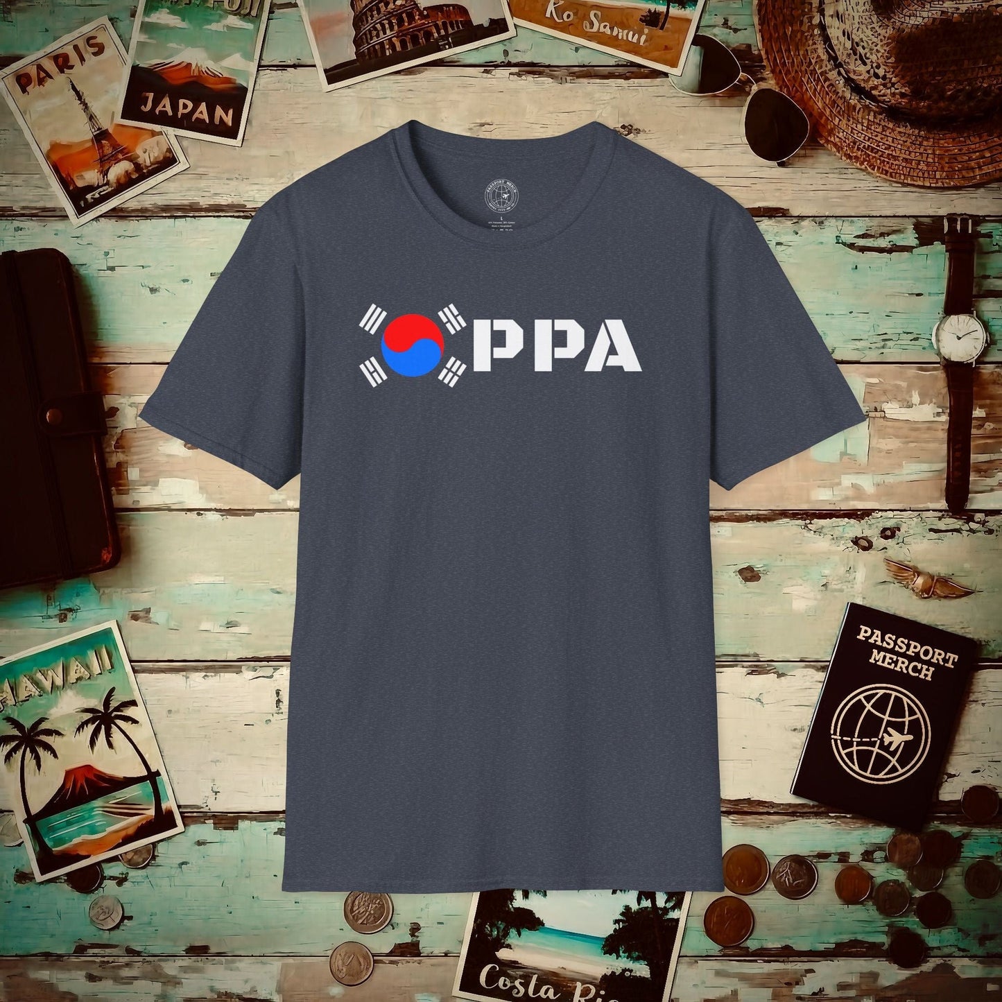 Oppa Flag, Korea T-Shirt Heather Navy / S