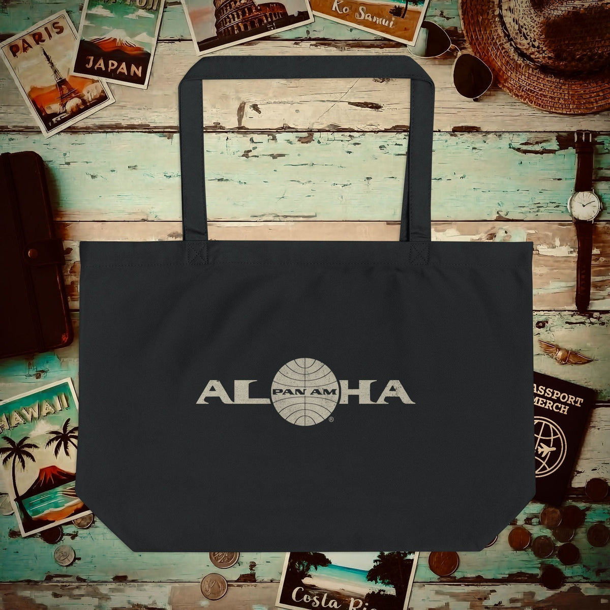 Pan Am Aloha, Hawaii (OFFICIAL) Organic Tote Black / One size