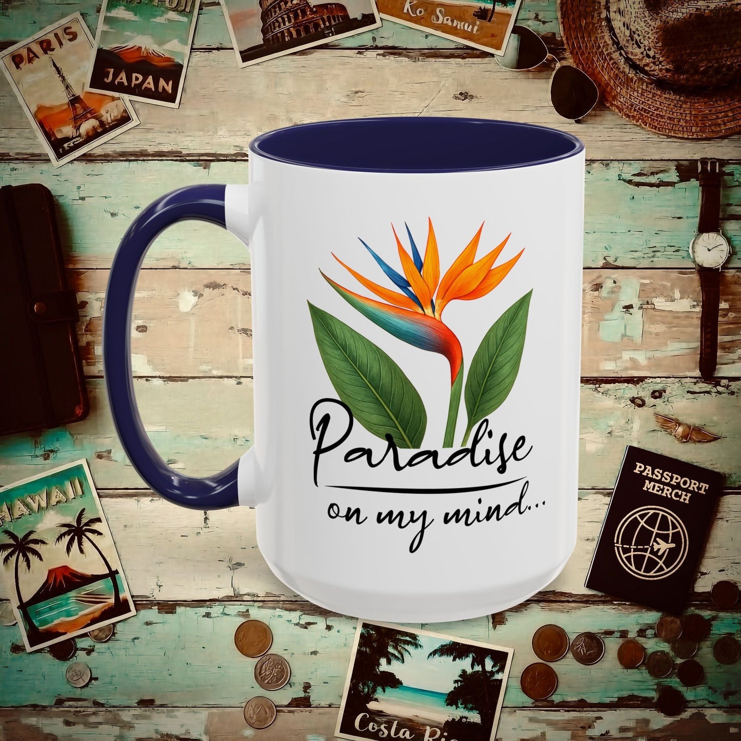 Paradise on My Mind, Hawaii 15oz Mug Navy / 15oz