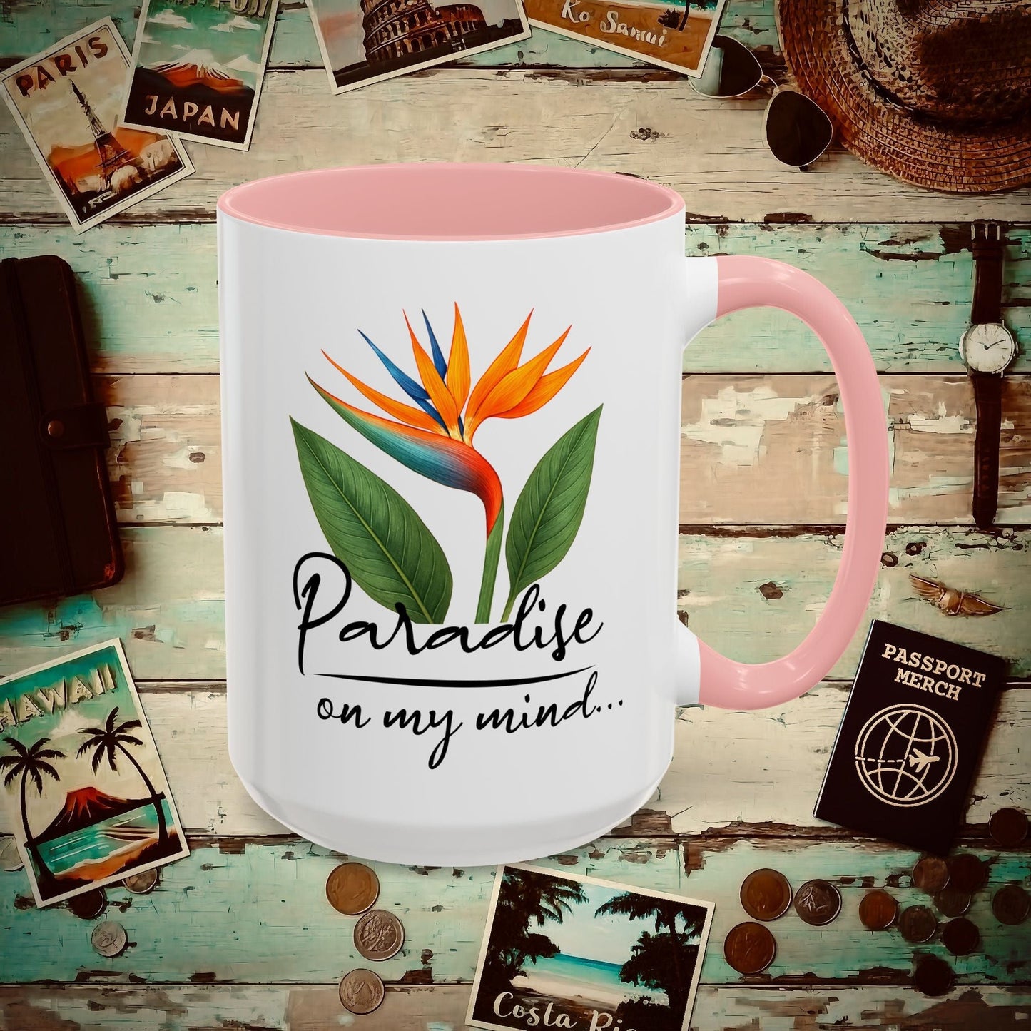 Paradise on My Mind, Hawaii 15oz Mug Pink / 15oz