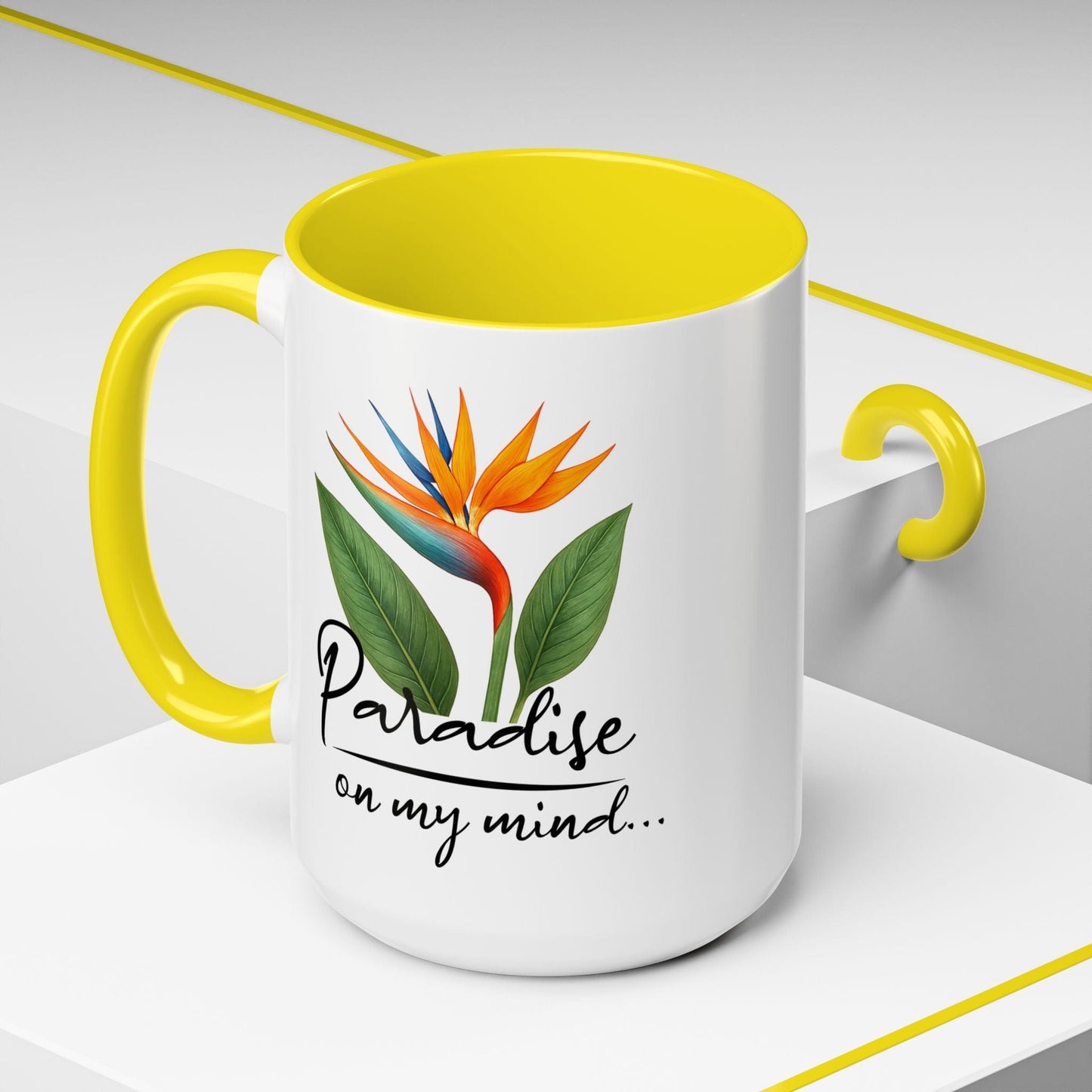 Paradise on My Mind, Hawaii 15oz Mug Yellow / 15oz